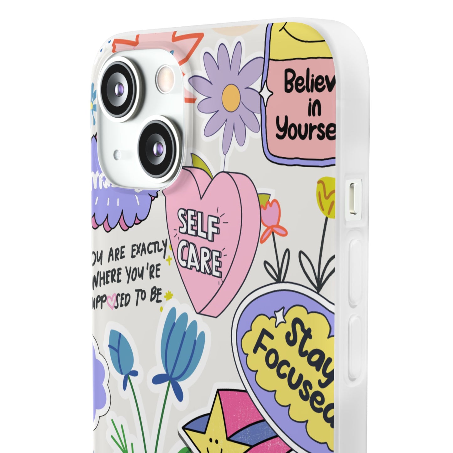Colorful Phone Case, Inspirational Flexi Case, Cute Floral Design, Gifts for Friends