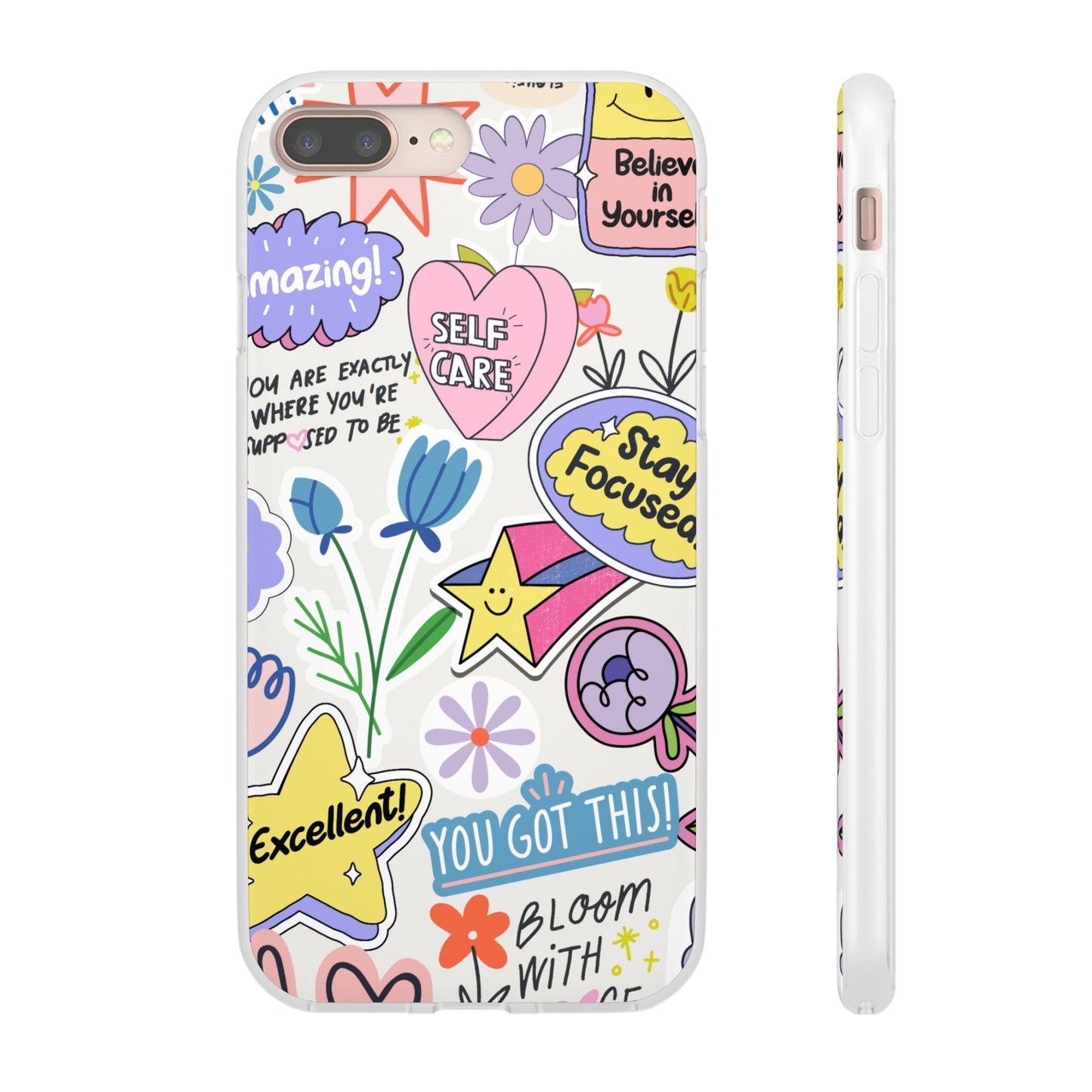 Colorful Phone Case, Inspirational Flexi Case, Cute Floral Design, Gifts for Friends