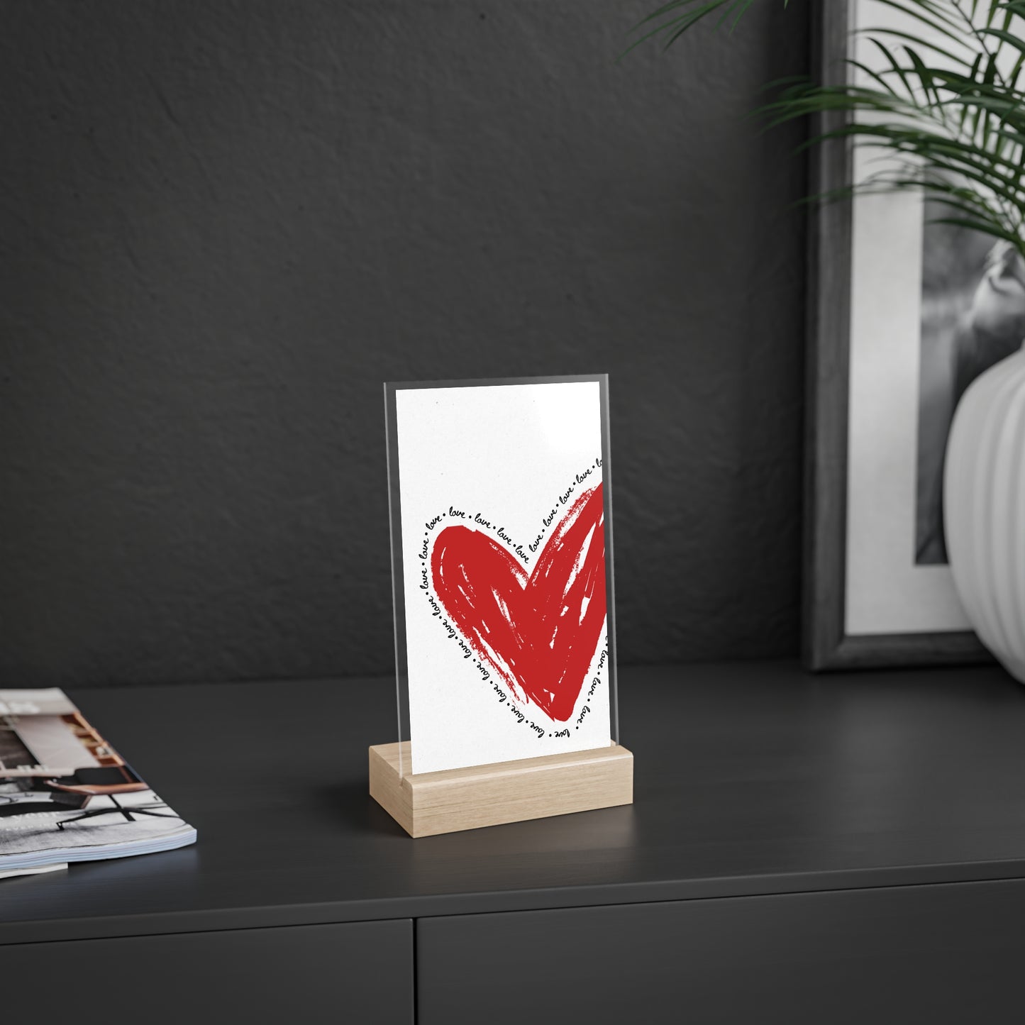 Heartfelt Acrylic Sign with Wooden Stand | Home Decor, Gift for Loved Ones, Valentine's Day, Anniversary, Romantic Display