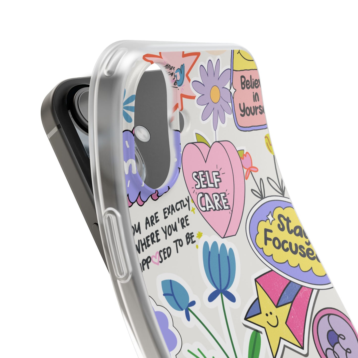 Colorful Phone Case, Inspirational Flexi Case, Cute Floral Design, Gifts for Friends