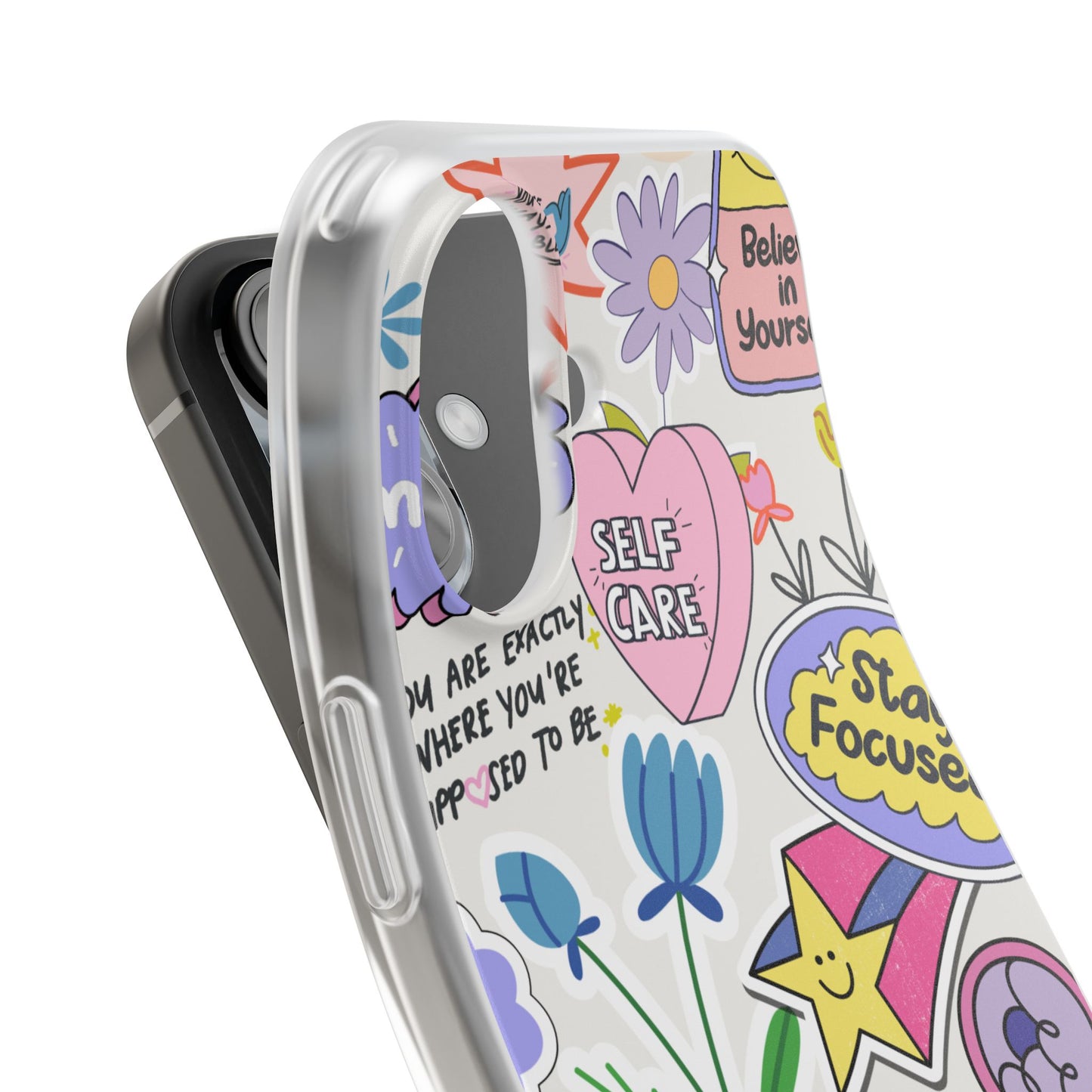 Colorful Phone Case, Inspirational Flexi Case, Cute Floral Design, Gifts for Friends