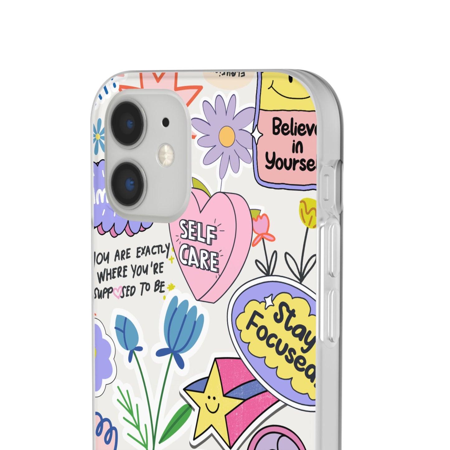 Colorful Phone Case, Inspirational Flexi Case, Cute Floral Design, Gifts for Friends