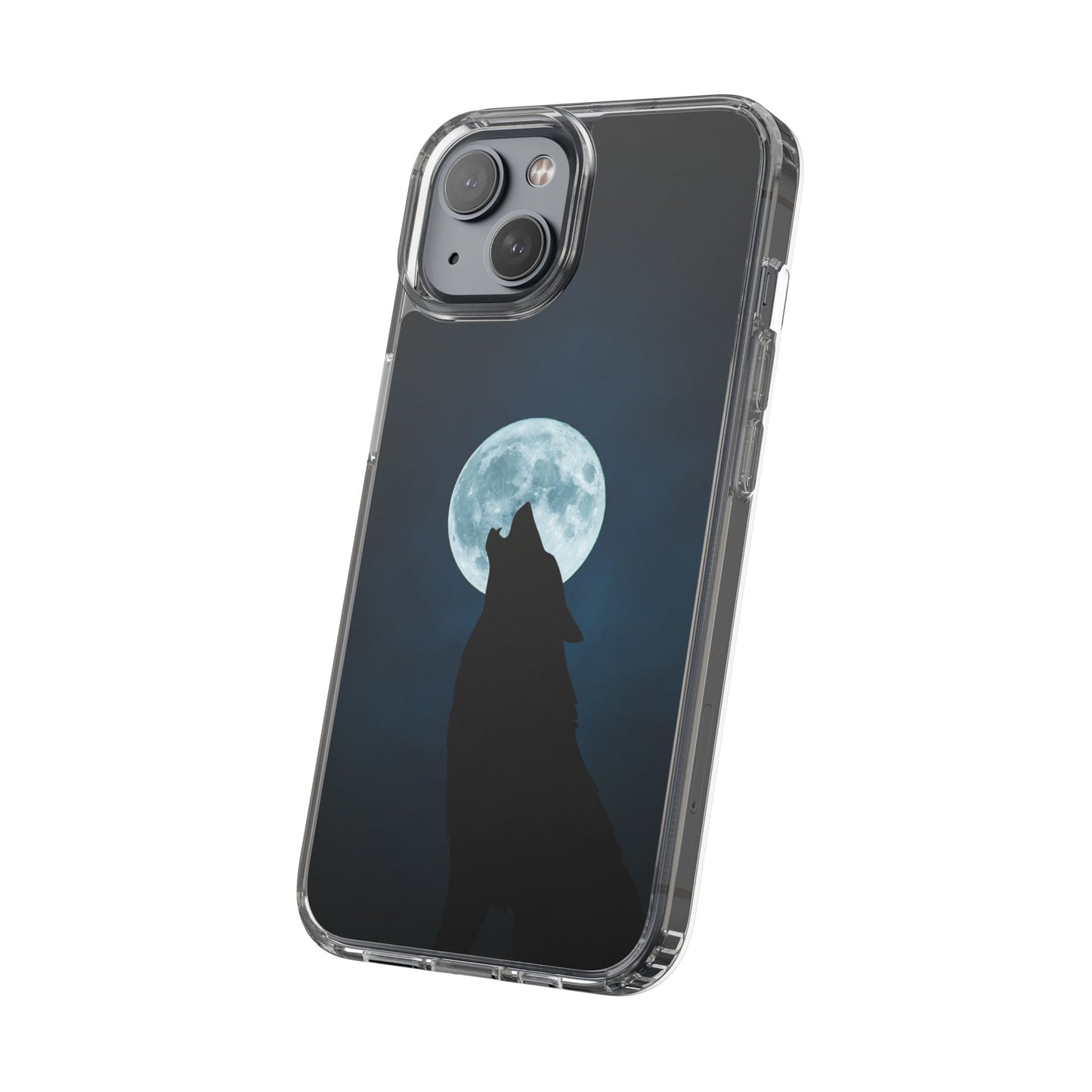 Wolf Clear Phone Case, Moonlit Wolf Design, Gift For Friends, Night Sky Decor
