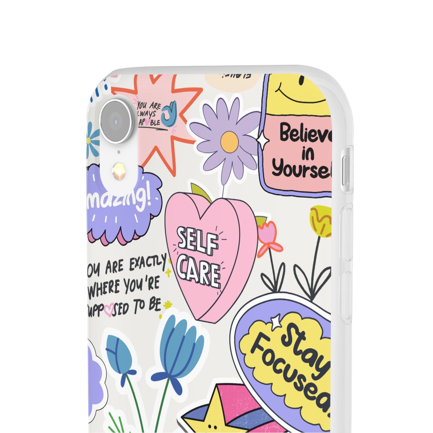 Colorful Phone Case, Inspirational Flexi Case, Cute Floral Design, Gifts for Friends