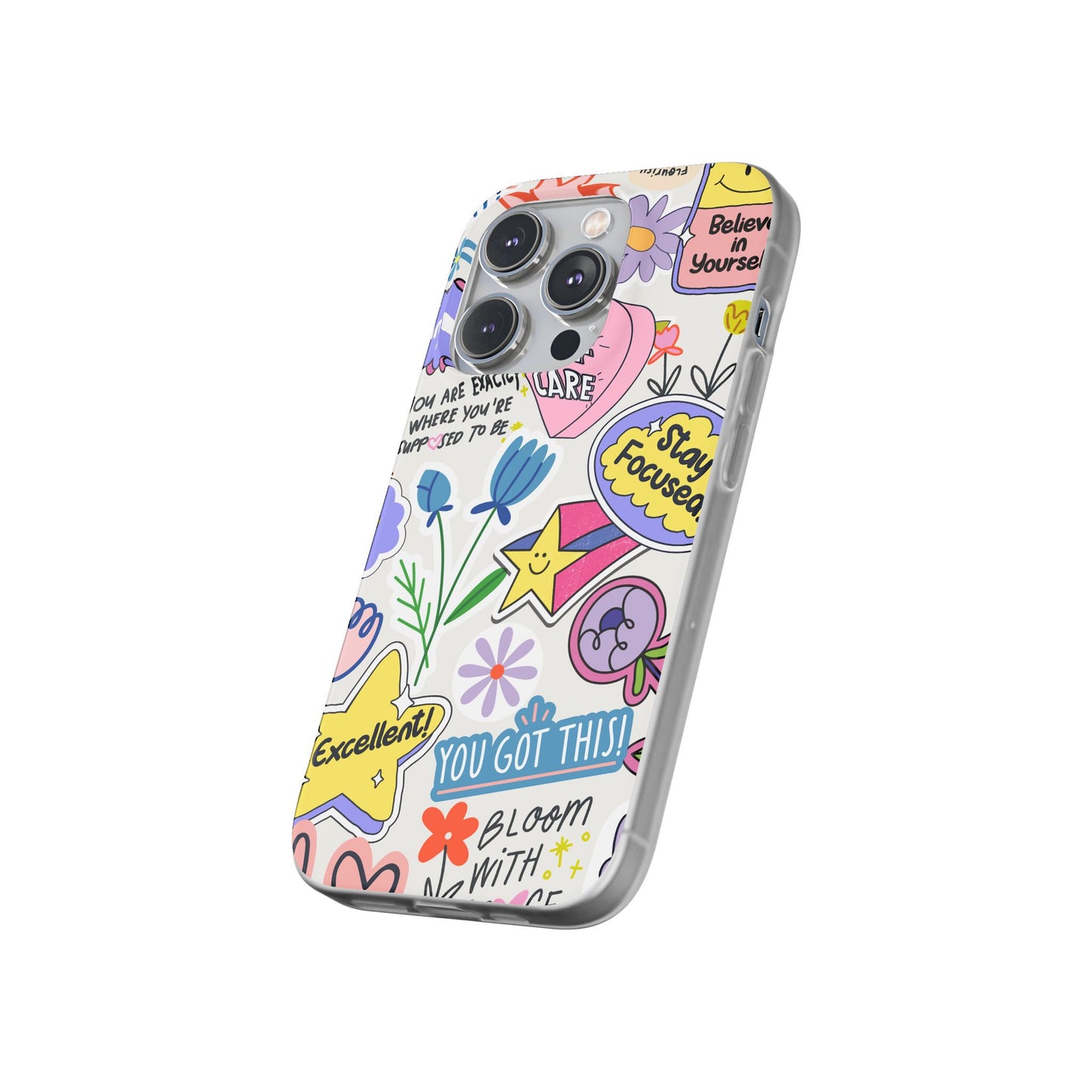 Colorful Phone Case, Inspirational Flexi Case, Cute Floral Design, Gifts for Friends