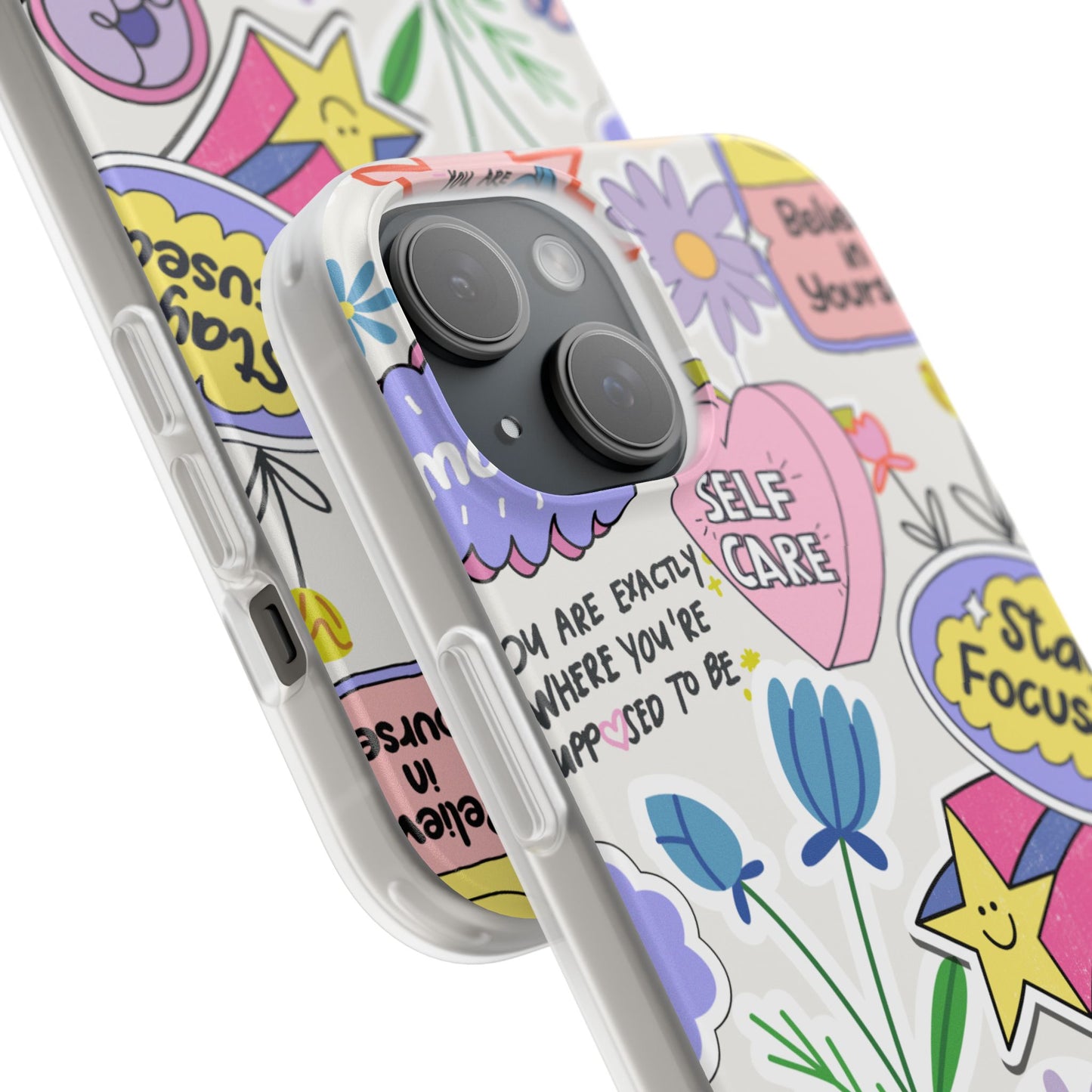 Colorful Phone Case, Inspirational Flexi Case, Cute Floral Design, Gifts for Friends