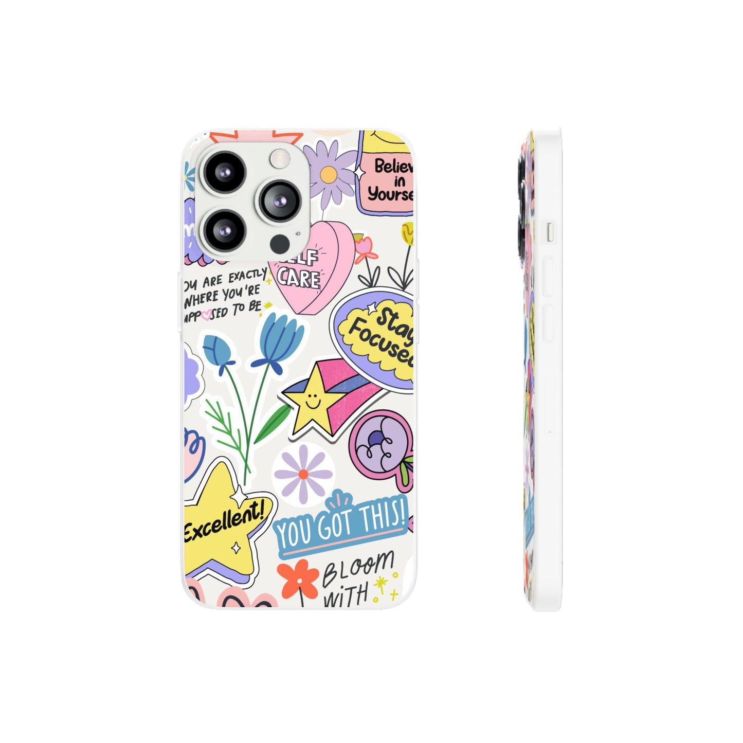 Colorful Phone Case, Inspirational Flexi Case, Cute Floral Design, Gifts for Friends