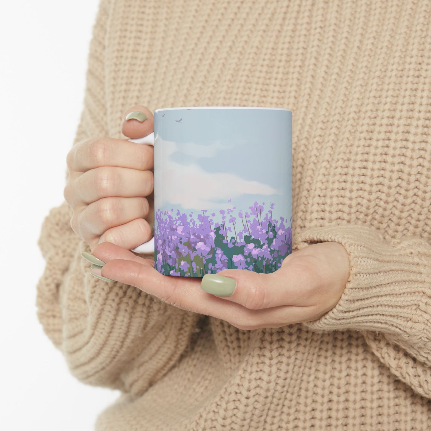 Serene Floral Ceramic Mug, Coffee Cup, Tea Mug, Gift for Garden Lovers, Home Decor, Relaxing Vibe
