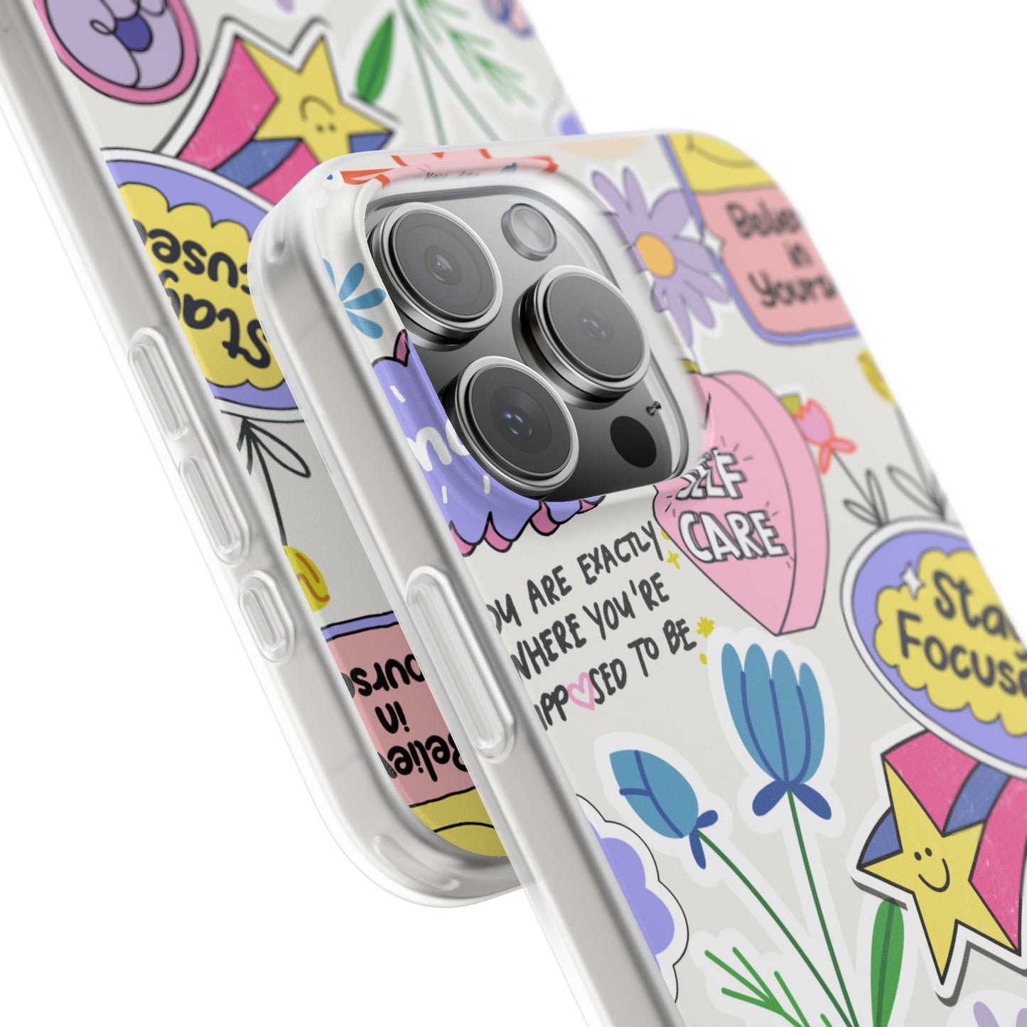 Colorful Phone Case, Inspirational Flexi Case, Cute Floral Design, Gifts for Friends