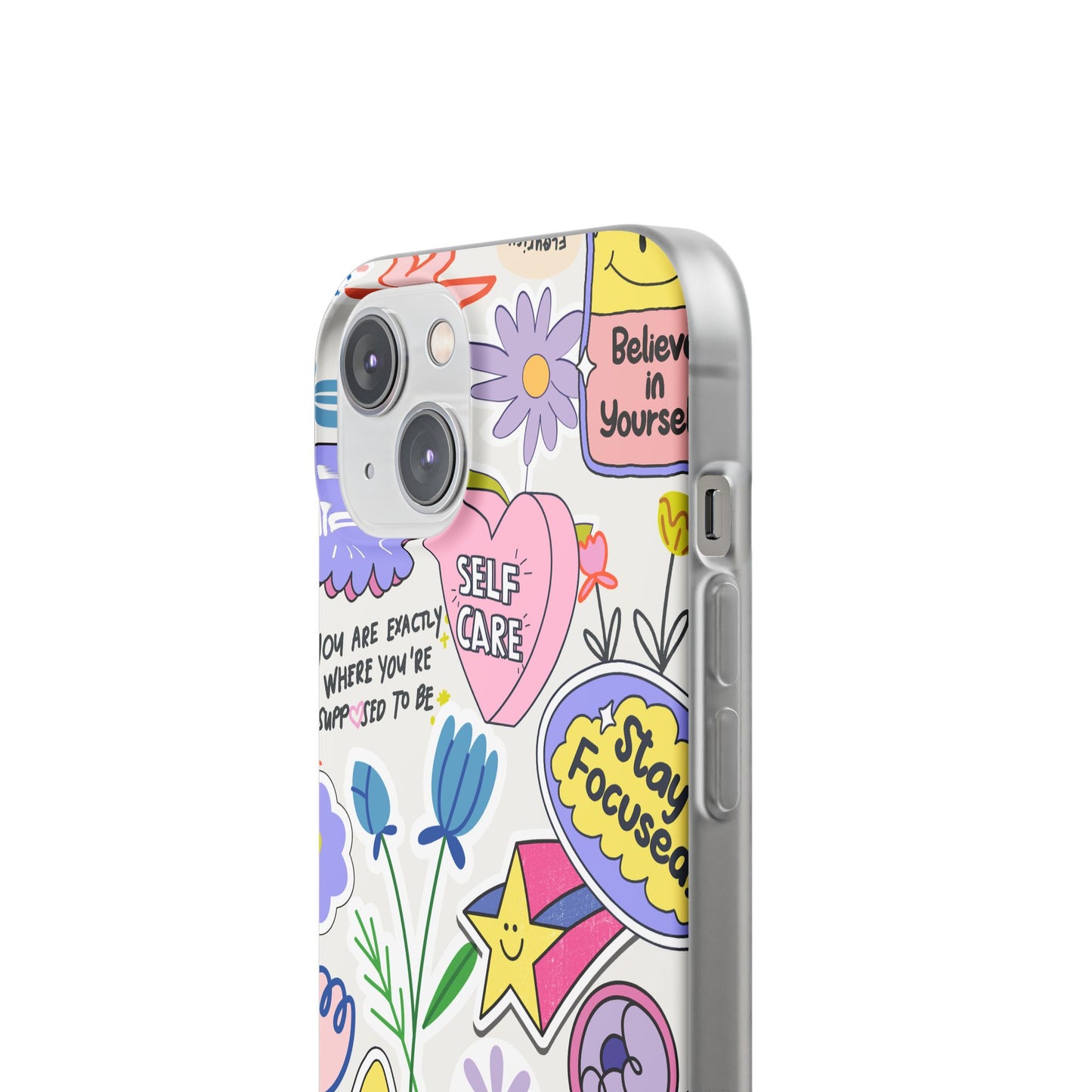 Colorful Phone Case, Inspirational Flexi Case, Cute Floral Design, Gifts for Friends