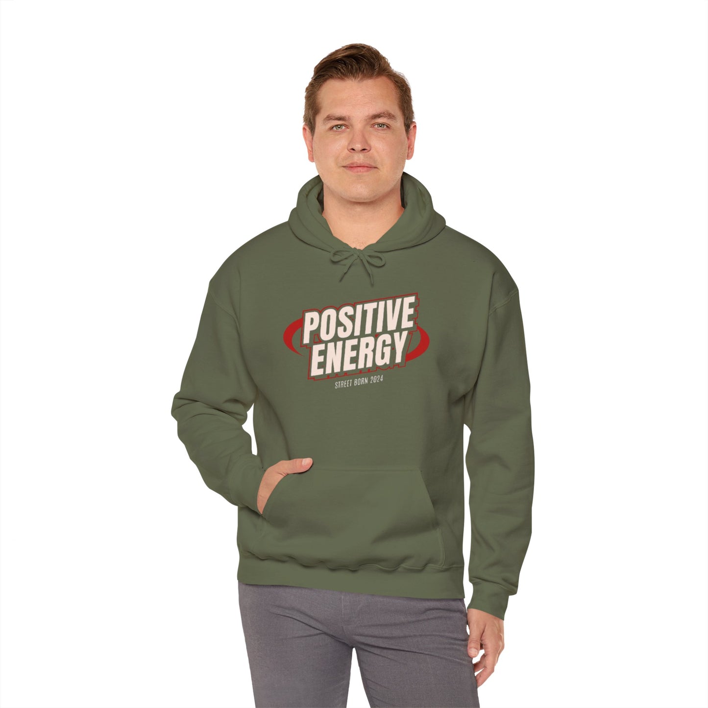 Positive Energy Men Heavy Blend™ Hoodie - Cozy Sweatshirt , Perfect Gift for Holidays, Chill Vibes
