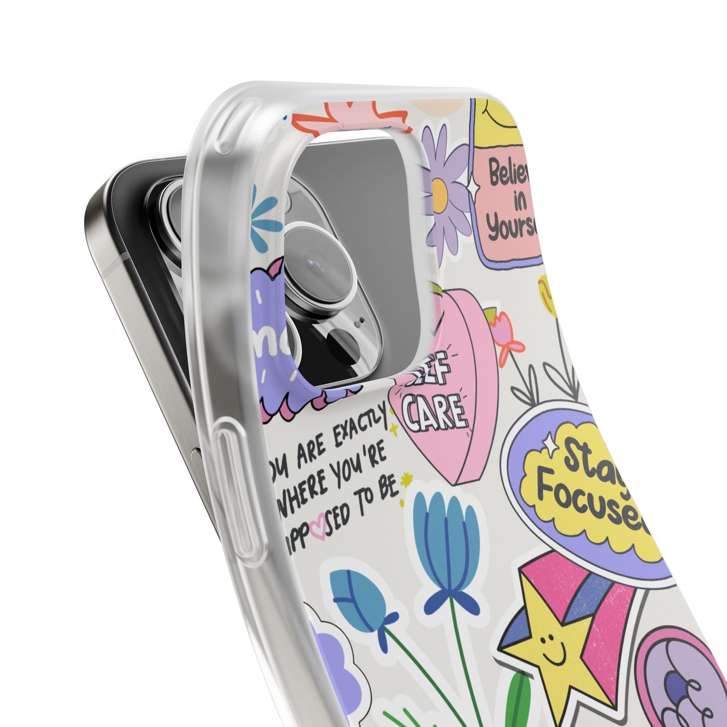 Colorful Phone Case, Inspirational Flexi Case, Cute Floral Design, Gifts for Friends