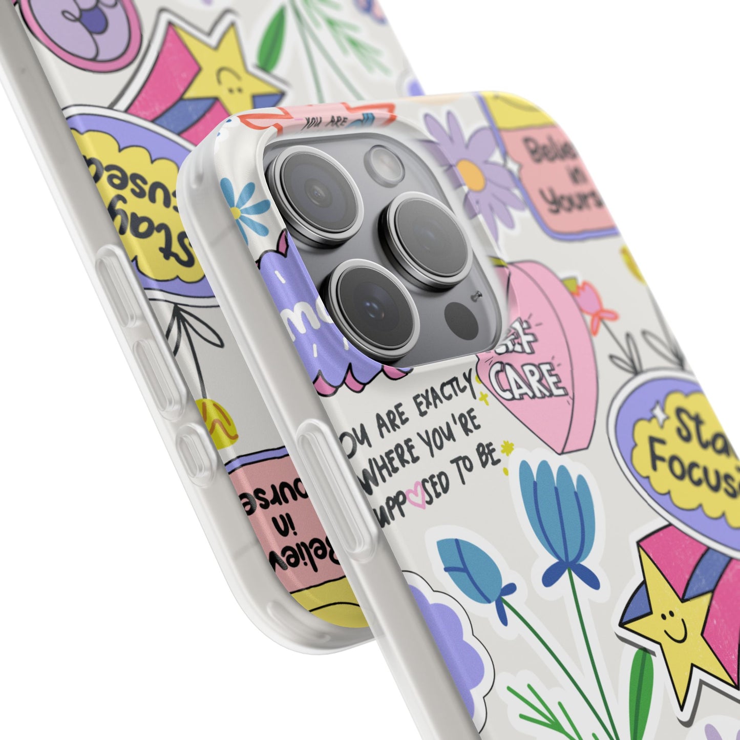 Colorful Phone Case, Inspirational Flexi Case, Cute Floral Design, Gifts for Friends