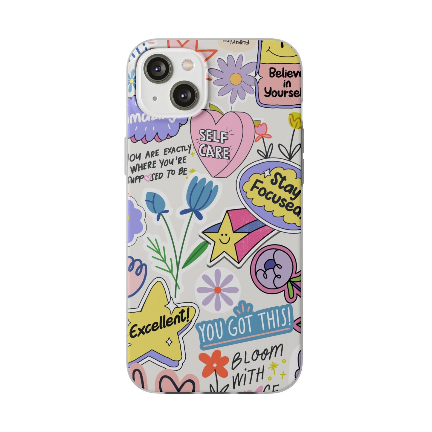 Colorful Phone Case, Inspirational Flexi Case, Cute Floral Design, Gifts for Friends