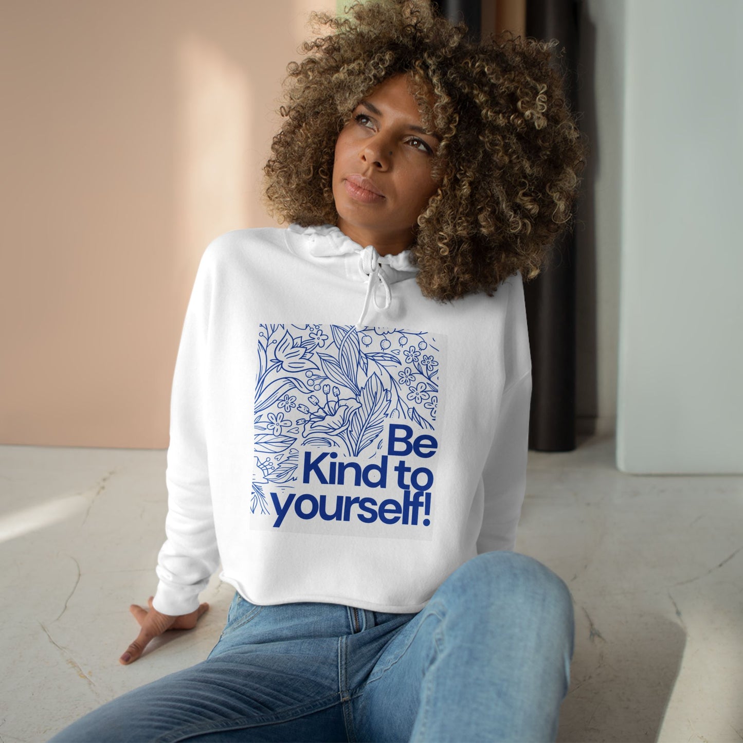 Be Kind to Yourself Crop Hoodie - Motivational Apparel, Clothing, Casual Wear, Cozy Outfit