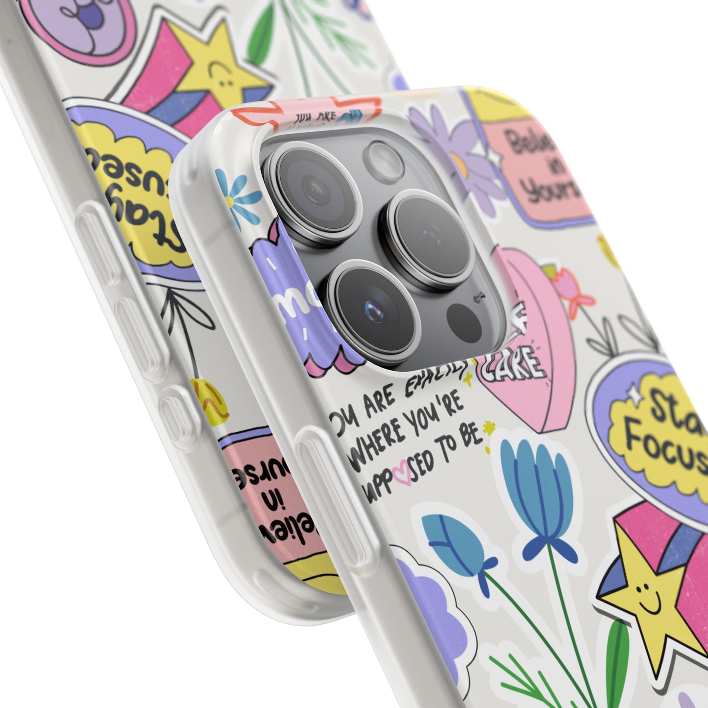 Colorful Phone Case, Inspirational Flexi Case, Cute Floral Design, Gifts for Friends