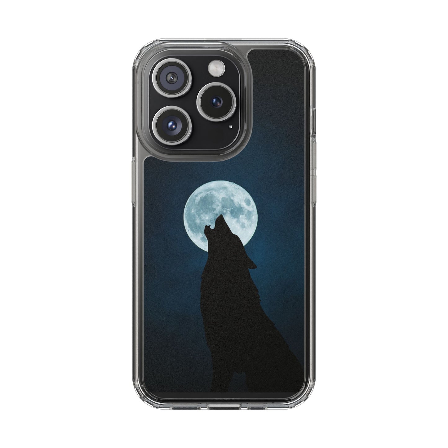 Wolf Clear Phone Case, Moonlit Wolf Design, Gift For Friends, Night Sky Decor
