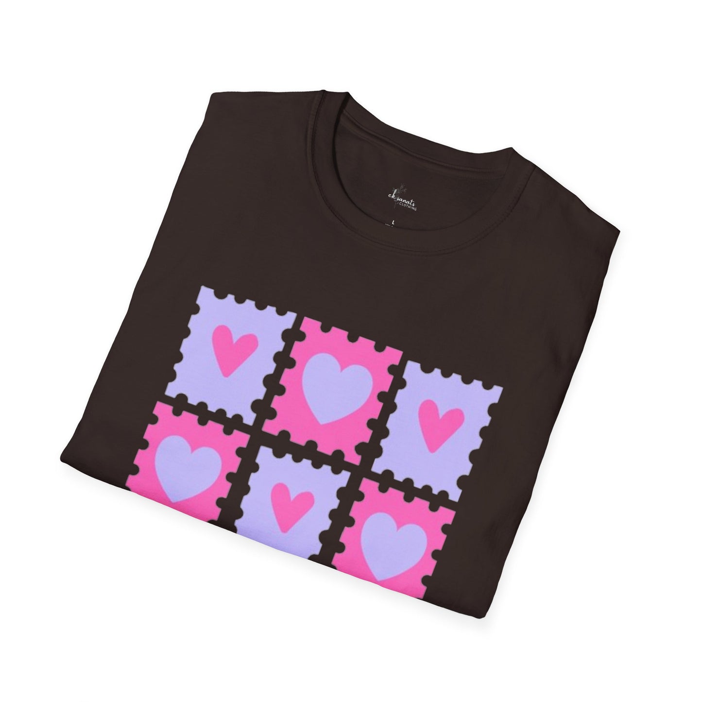 Heart Stamp Softstyle T-Shirt |Women Tee for Valentine's Day, Birthday Gift, Casual Wear