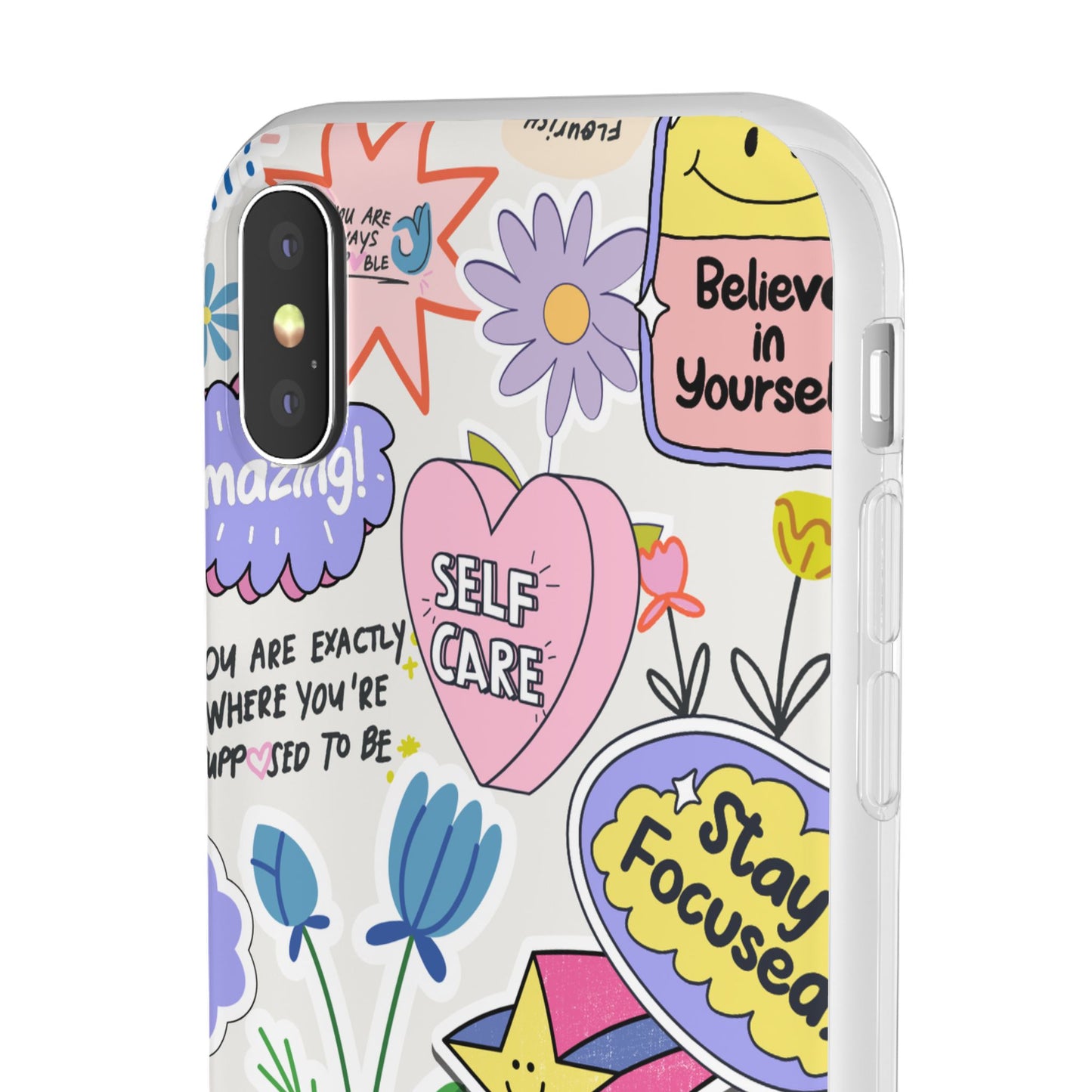 Colorful Phone Case, Inspirational Flexi Case, Cute Floral Design, Gifts for Friends