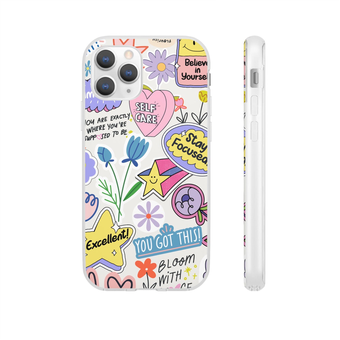 Colorful Phone Case, Inspirational Flexi Case, Cute Floral Design, Gifts for Friends