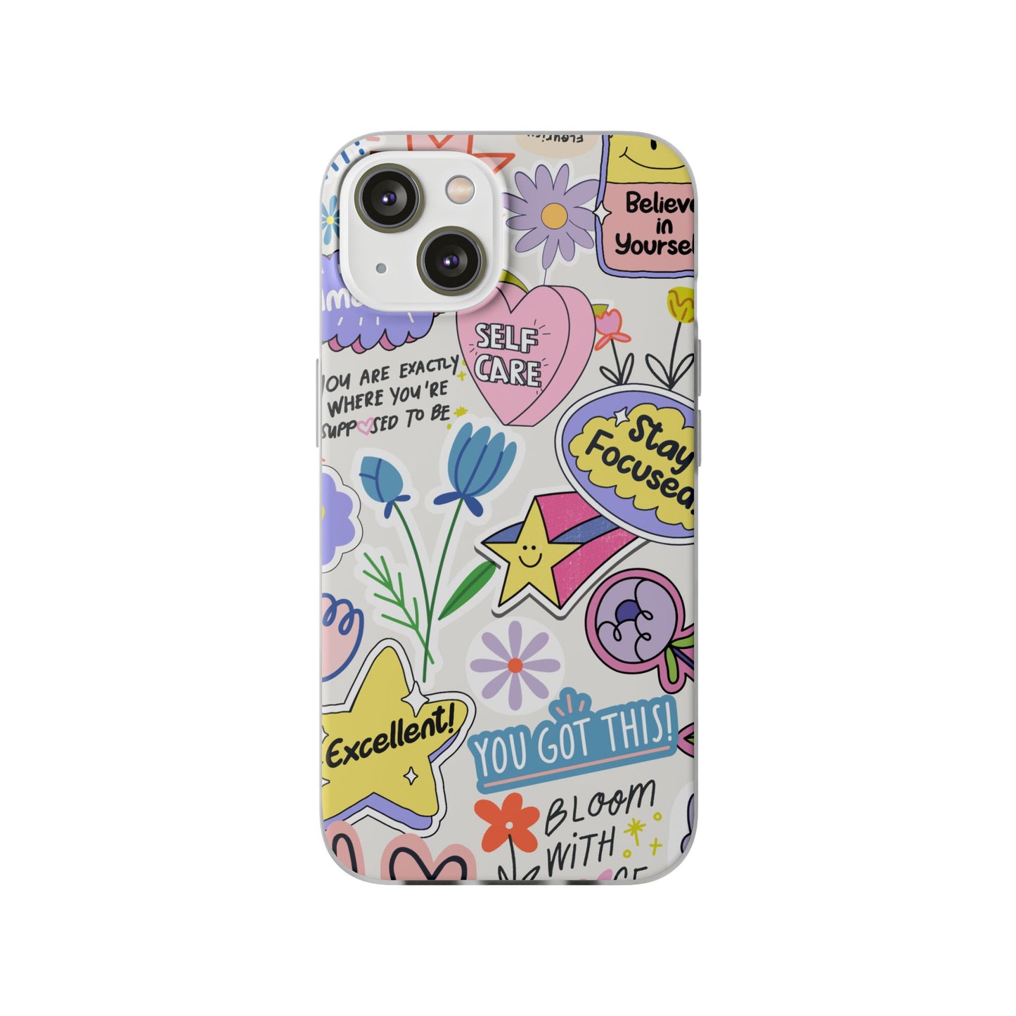 Colorful Phone Case, Inspirational Flexi Case, Cute Floral Design, Gifts for Friends