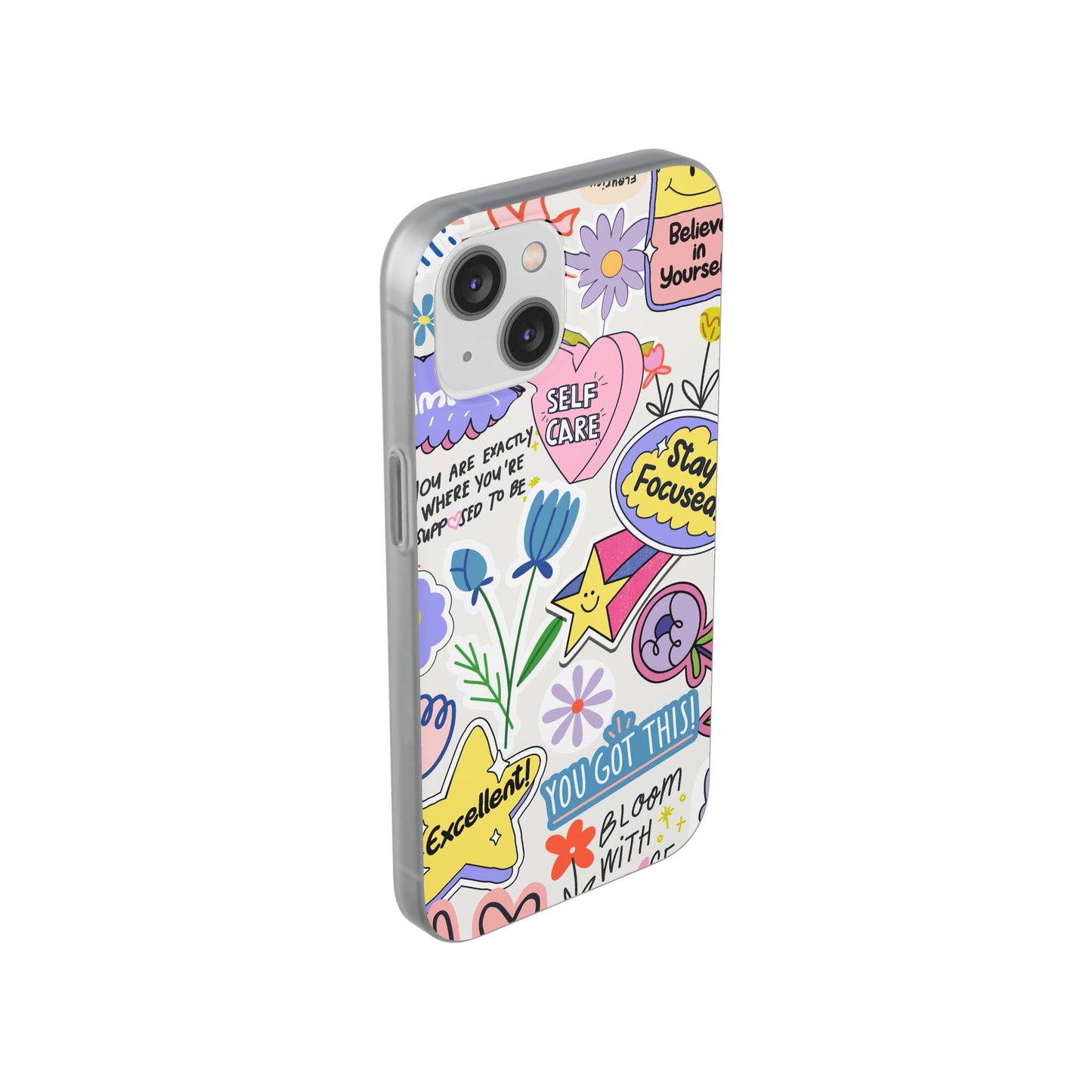 Colorful Phone Case, Inspirational Flexi Case, Cute Floral Design, Gifts for Friends