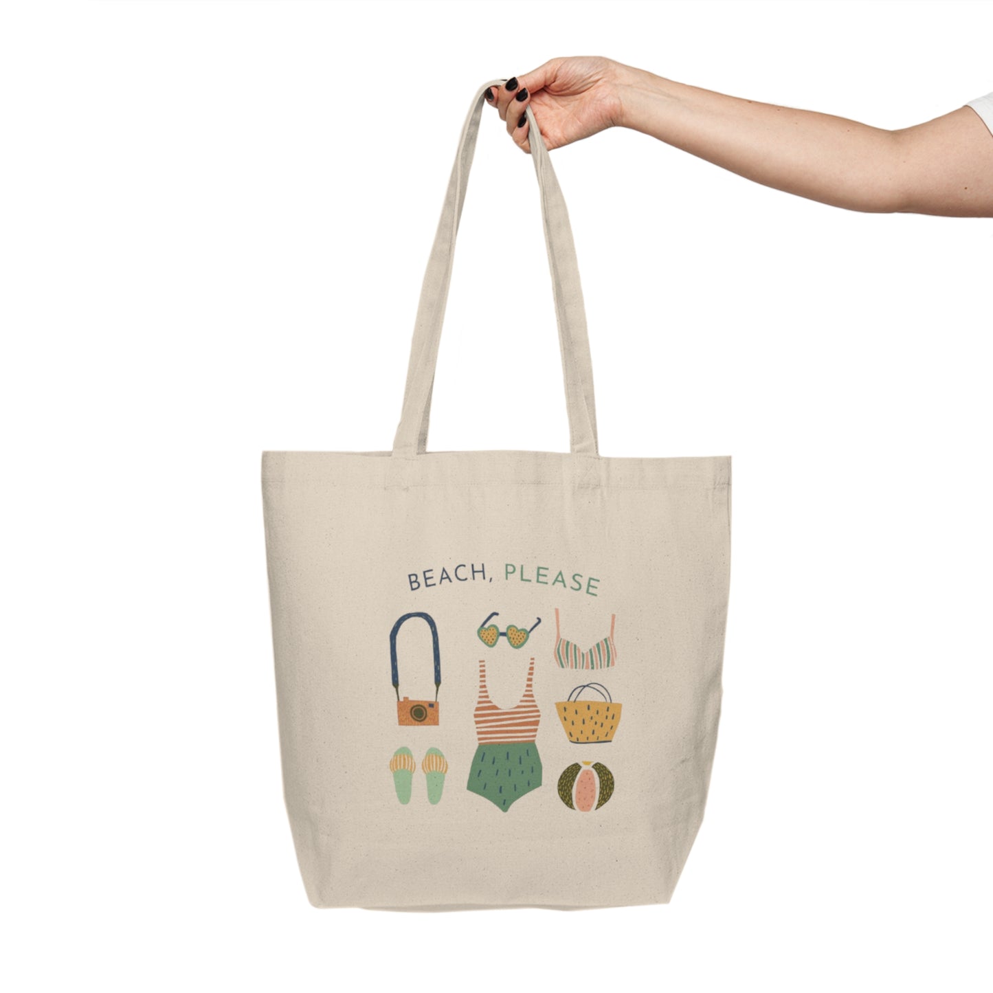 Beach-Themed Canvas Shopping Tote, Summer Tote Bag, Eco-Friendly , Stylish Market Tote, Gift for Beach Lovers