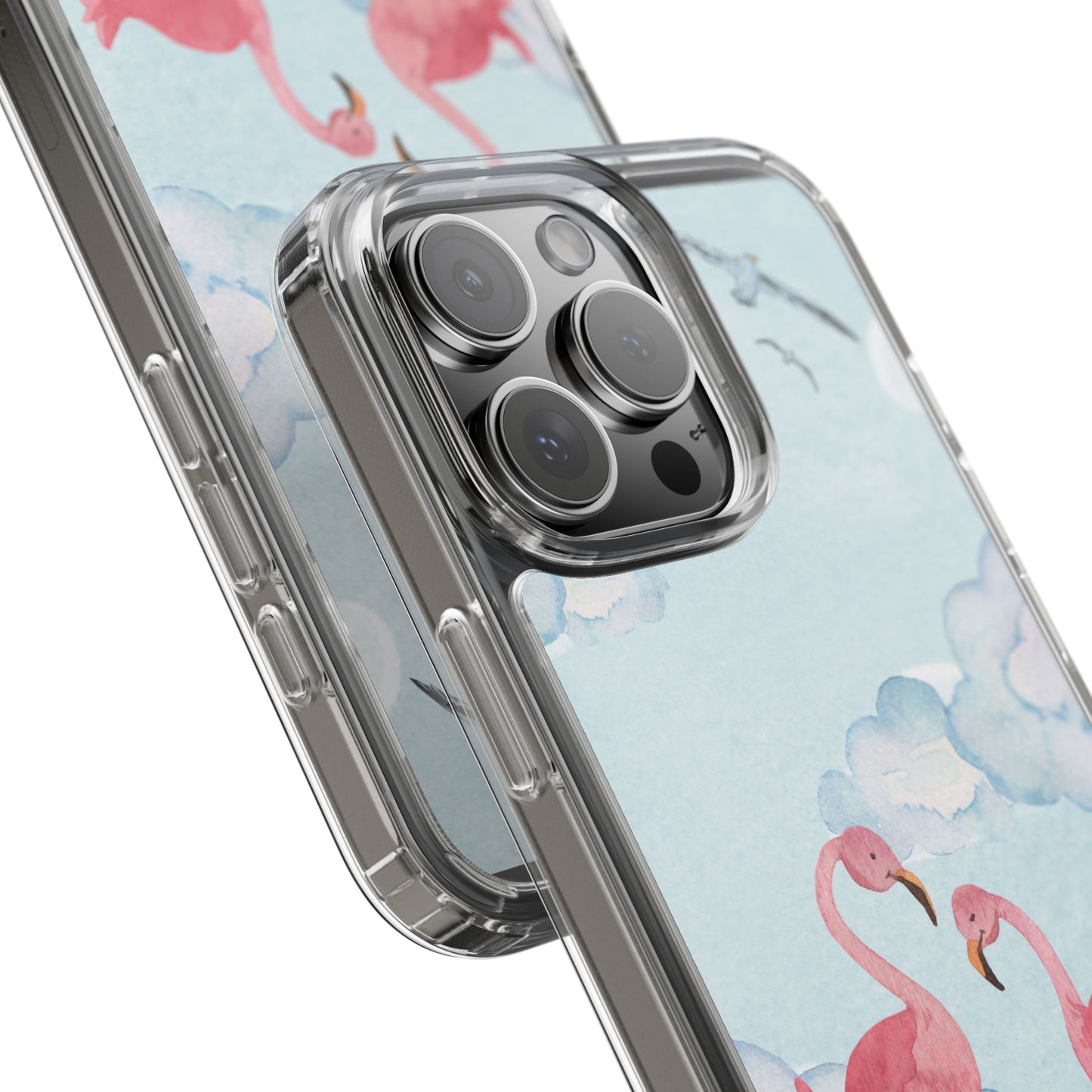 Watercolor Flamingo Phone Case, Clear Phone Case, Tropical Phone Cover, Custom Phone Case
