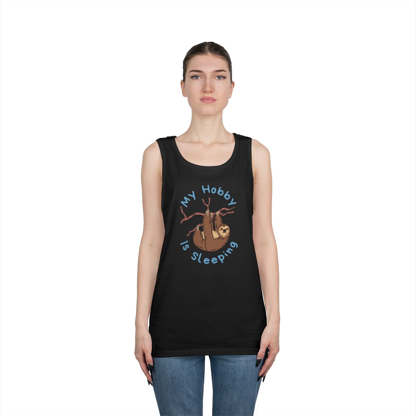 Sloth Hobby Tank Top, Funny Sloth Sleeper Design, Cute Gift for Animal Lovers, Summer Casual Wear, Sleepy Vibe T-Shirt