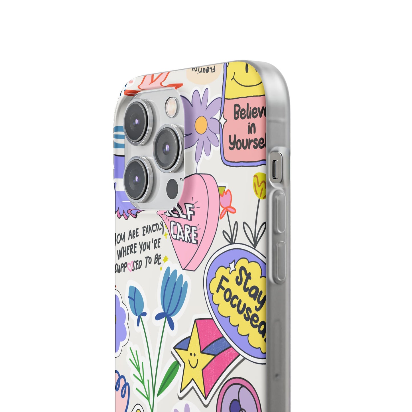 Colorful Phone Case, Inspirational Flexi Case, Cute Floral Design, Gifts for Friends