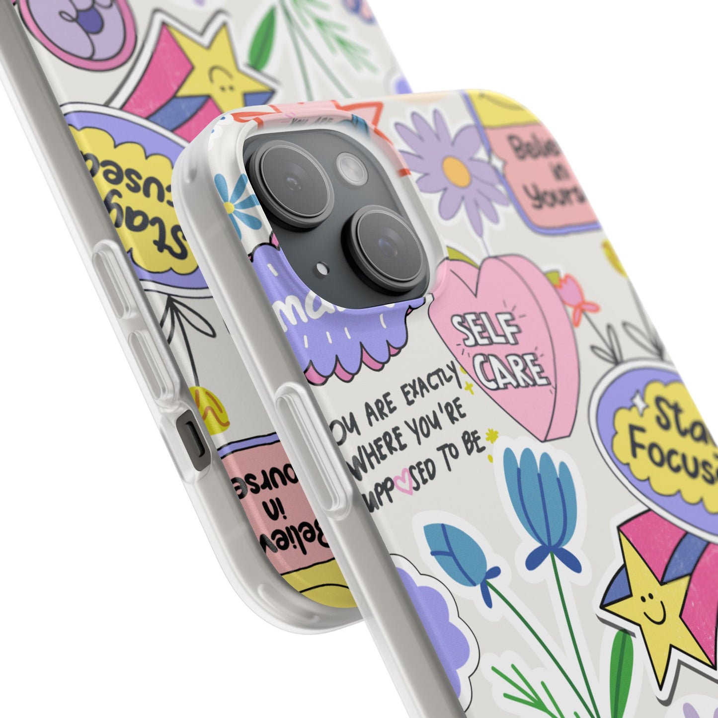 Colorful Phone Case, Inspirational Flexi Case, Cute Floral Design, Gifts for Friends