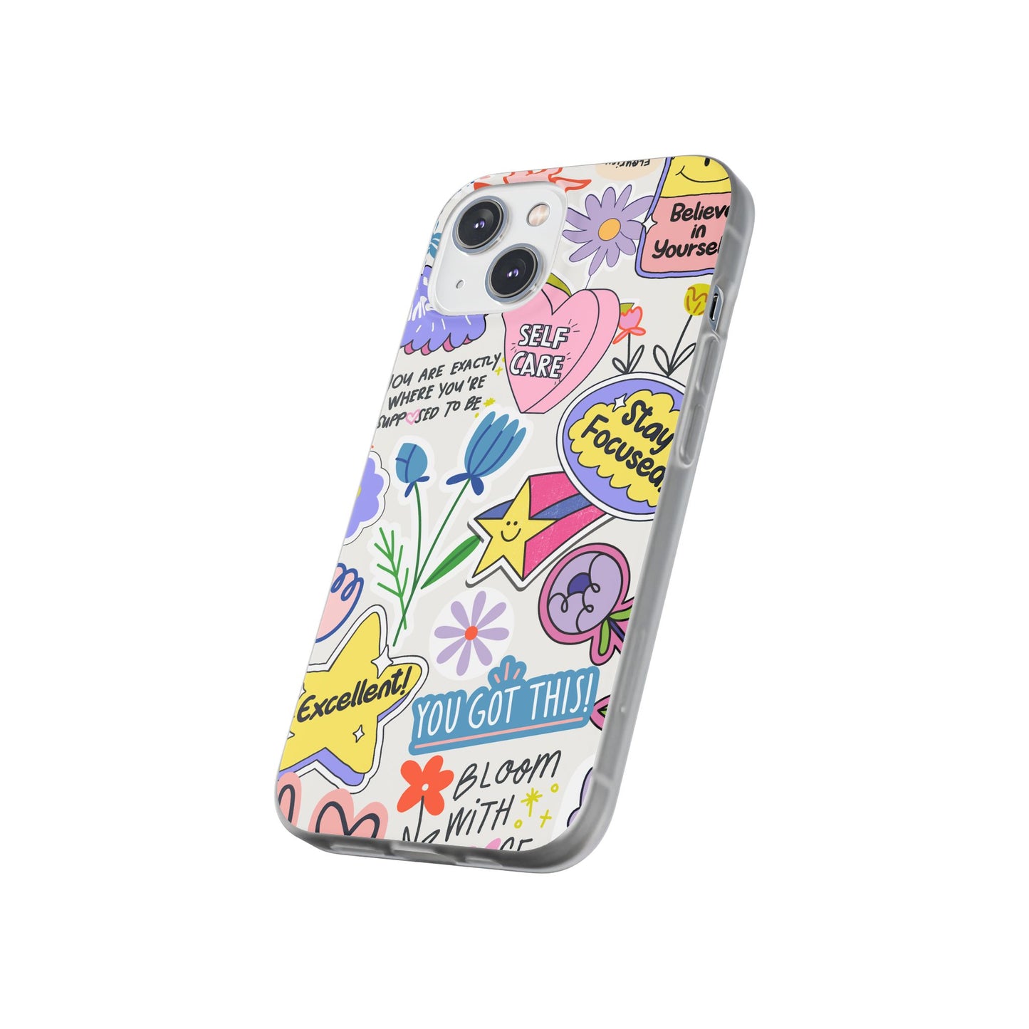 Colorful Phone Case, Inspirational Flexi Case, Cute Floral Design, Gifts for Friends