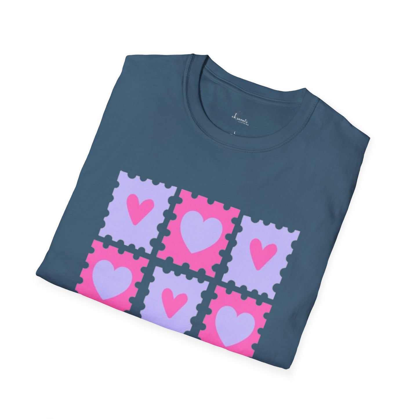 Heart Stamp Softstyle T-Shirt |Women Tee for Valentine's Day, Birthday Gift, Casual Wear