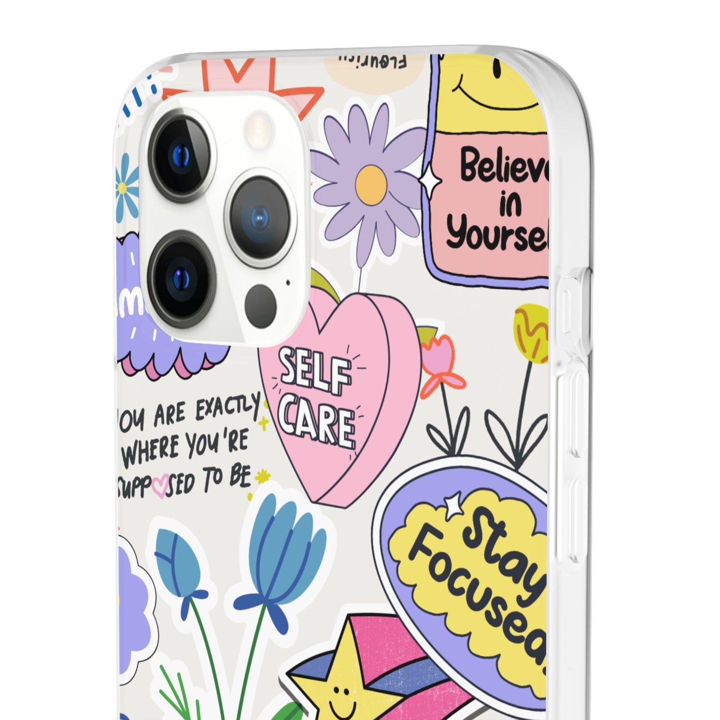 Colorful Phone Case, Inspirational Flexi Case, Cute Floral Design, Gifts for Friends