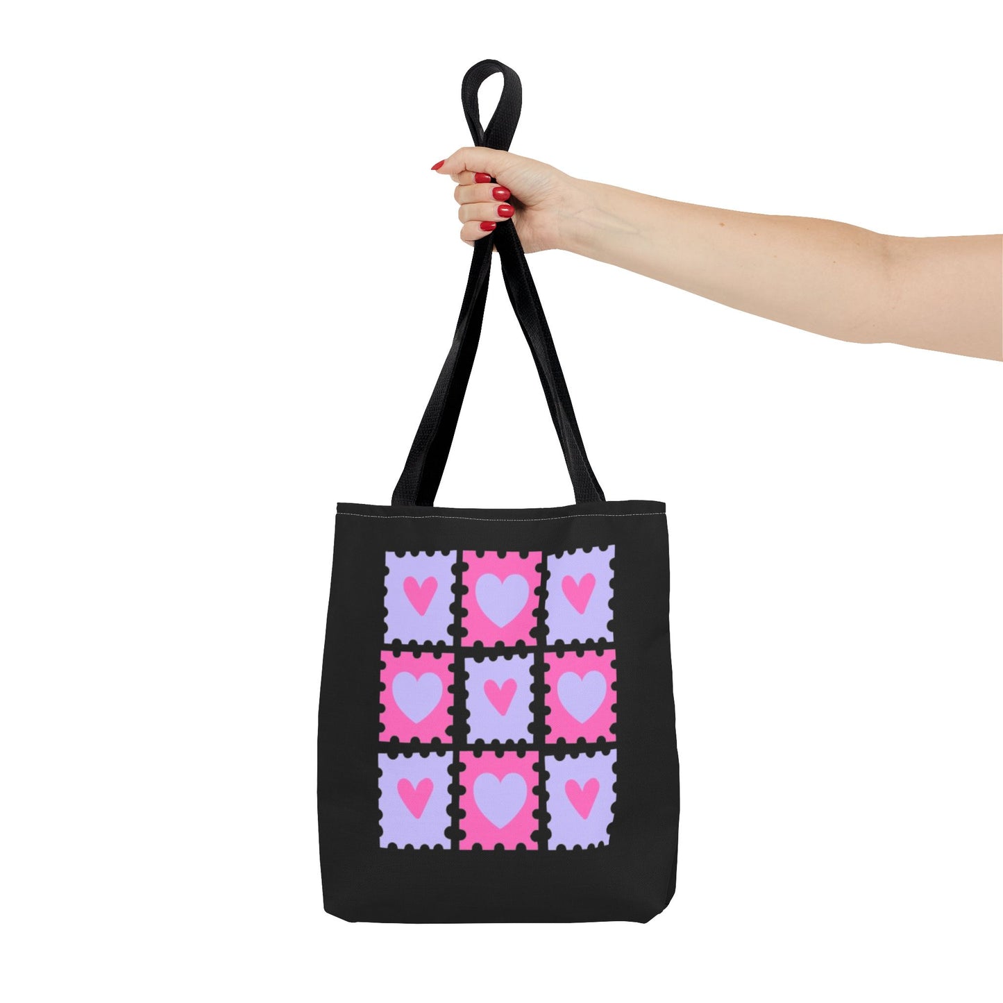 Cute Heart Stamp Tote Bag, Shopping Bag, Cute, Stylish, Everyday Use