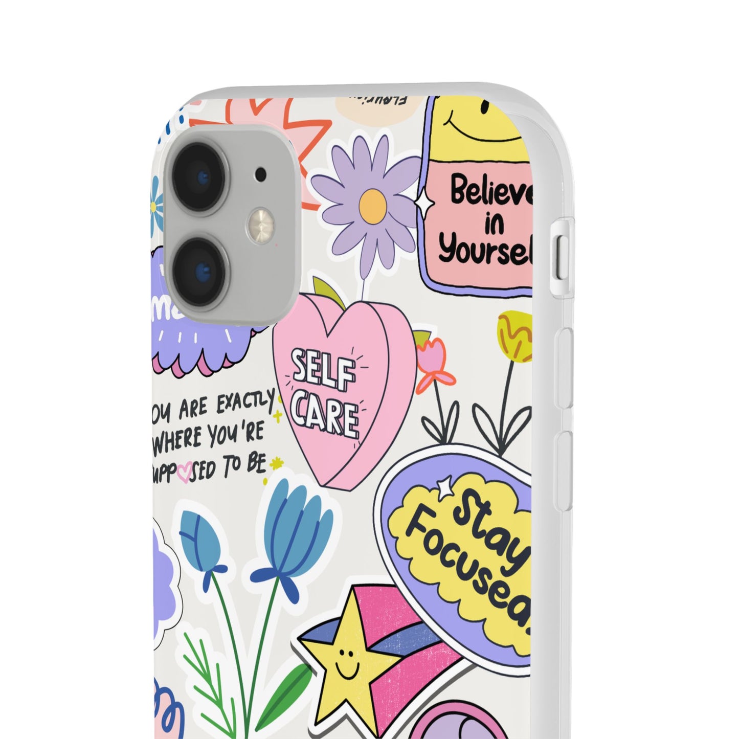 Colorful Phone Case, Inspirational Flexi Case, Cute Floral Design, Gifts for Friends