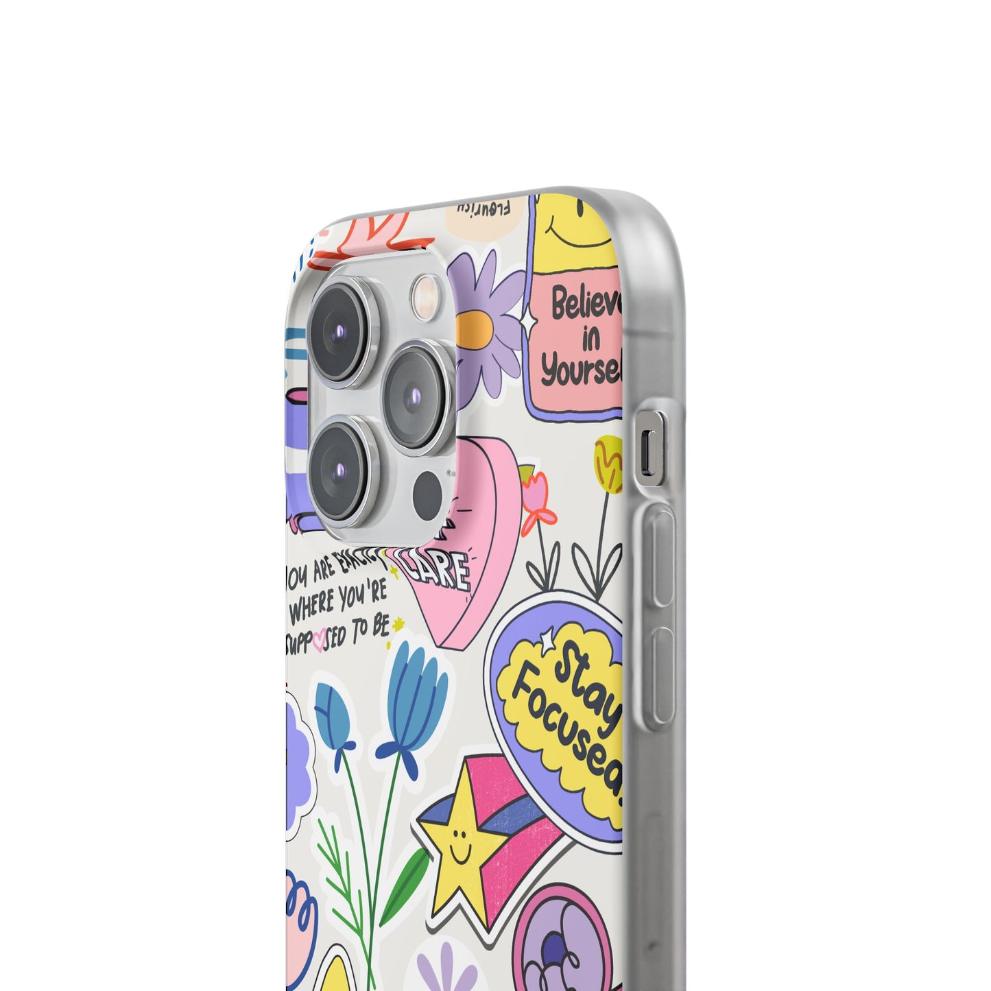 Colorful Phone Case, Inspirational Flexi Case, Cute Floral Design, Gifts for Friends