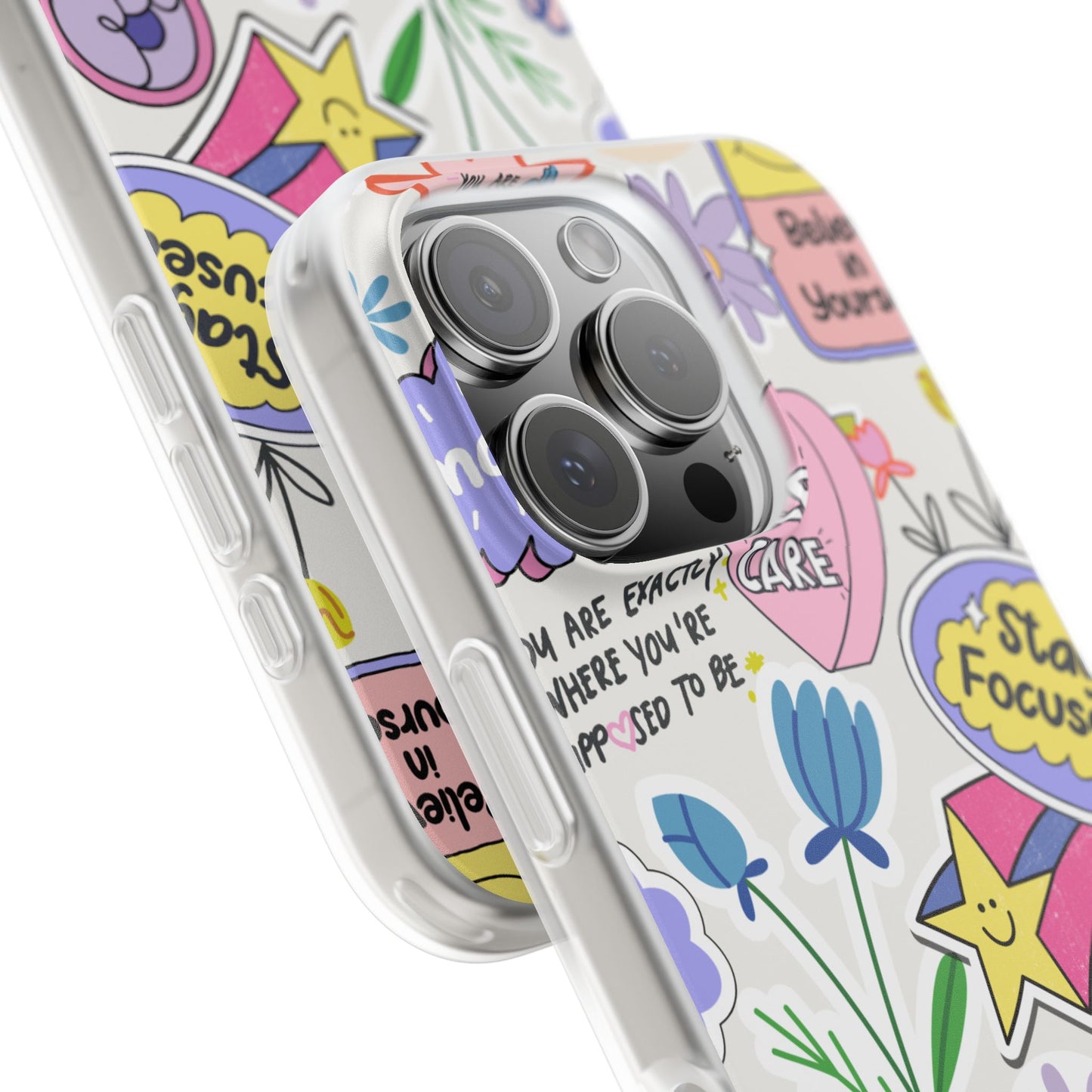 Colorful Phone Case, Inspirational Flexi Case, Cute Floral Design, Gifts for Friends