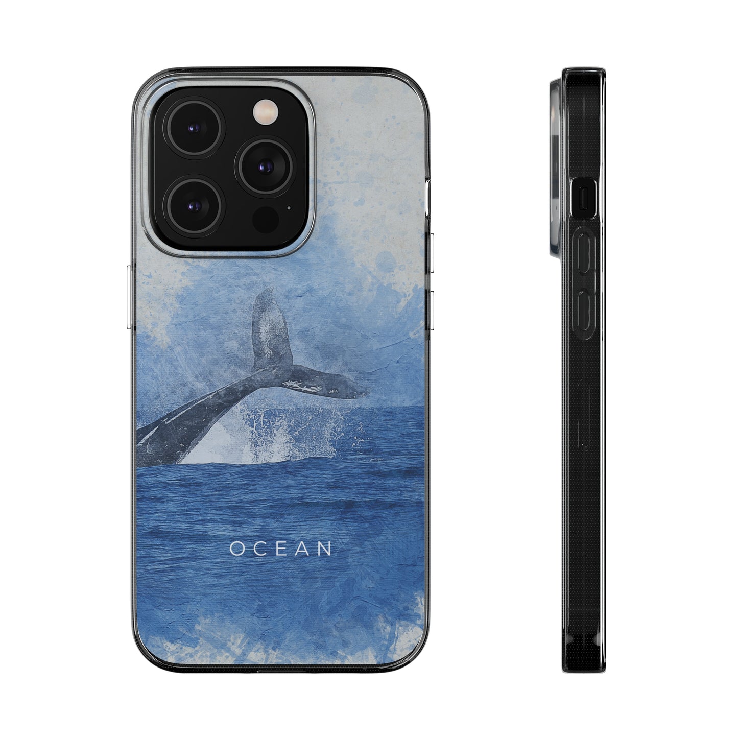 Ocean-Inspired Clear Silicone Phone Case, Whale Design Phone Cover, Marine Life Gift, Beach Lover Accessory, Unique Phone Protectors