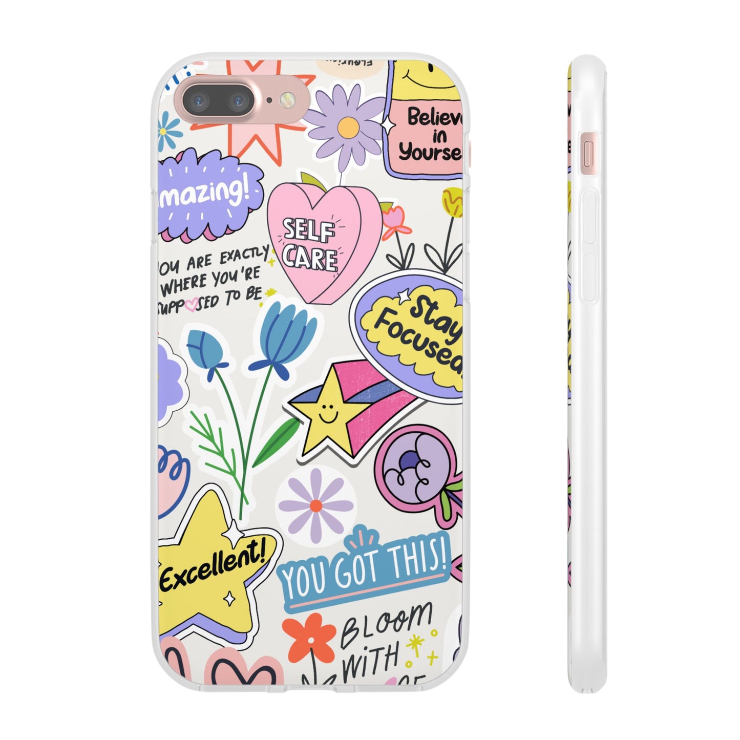 Colorful Phone Case, Inspirational Flexi Case, Cute Floral Design, Gifts for Friends