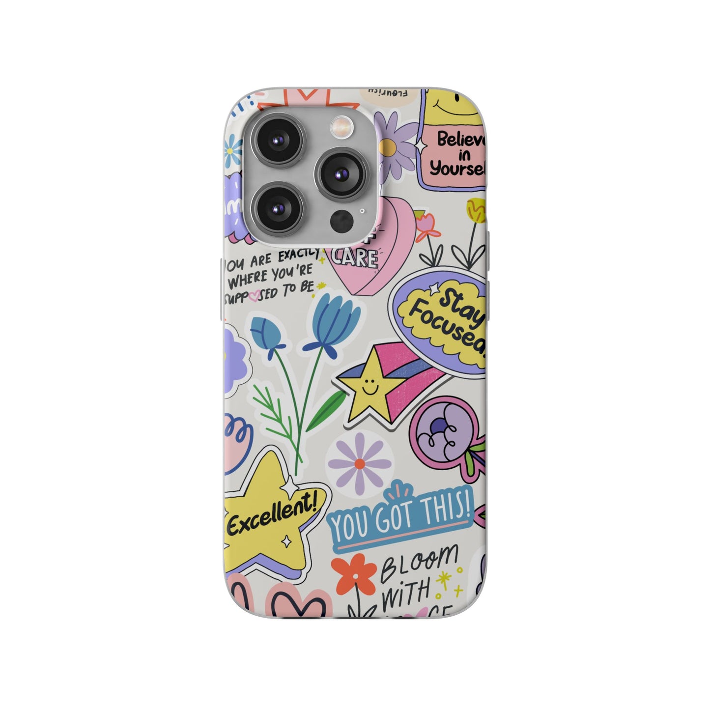 Colorful Phone Case, Inspirational Flexi Case, Cute Floral Design, Gifts for Friends