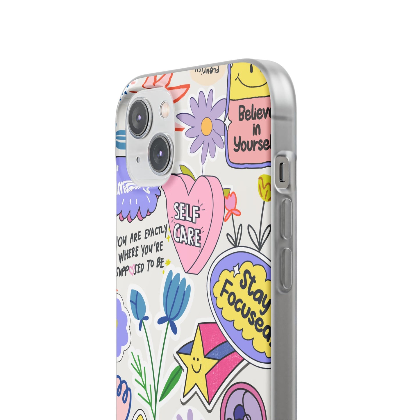 Colorful Phone Case, Inspirational Flexi Case, Cute Floral Design, Gifts for Friends