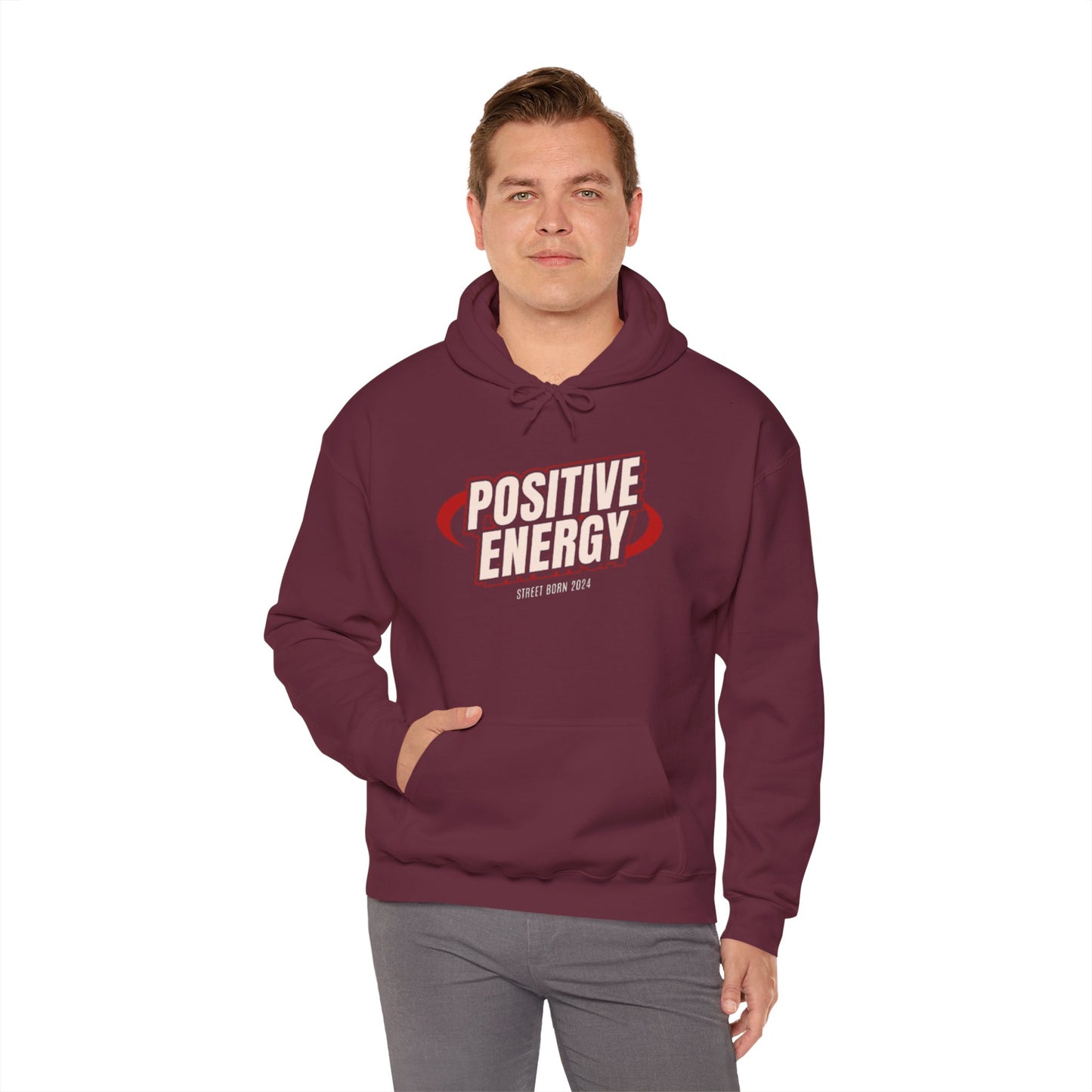 Positive Energy Men Heavy Blend™ Hoodie - Cozy Sweatshirt , Perfect Gift for Holidays, Chill Vibes