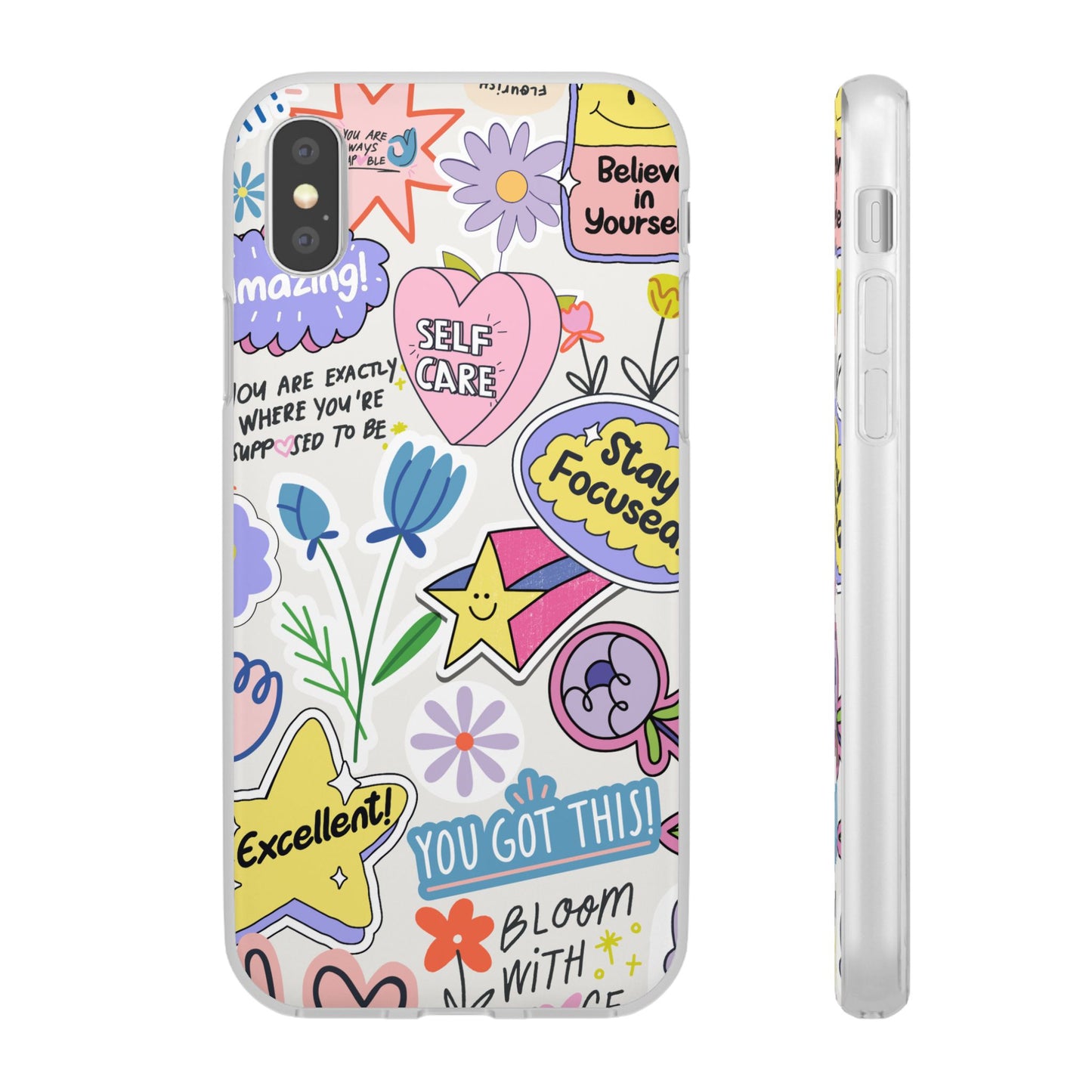 Colorful Phone Case, Inspirational Flexi Case, Cute Floral Design, Gifts for Friends