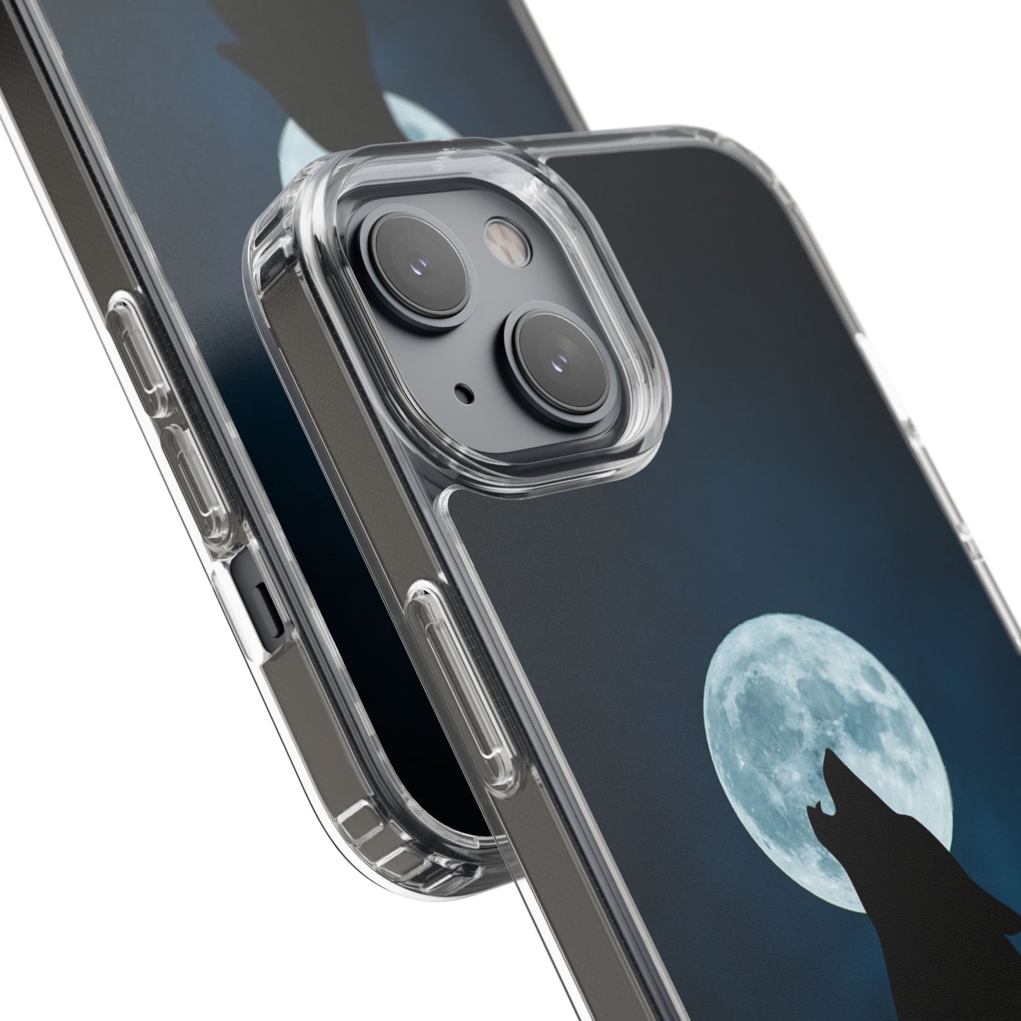 Wolf Clear Phone Case, Moonlit Wolf Design, Gift For Friends, Night Sky Decor