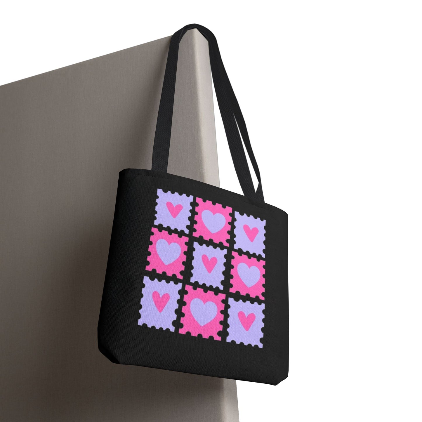 Cute Heart Stamp Tote Bag, Shopping Bag, Cute, Stylish, Everyday Use