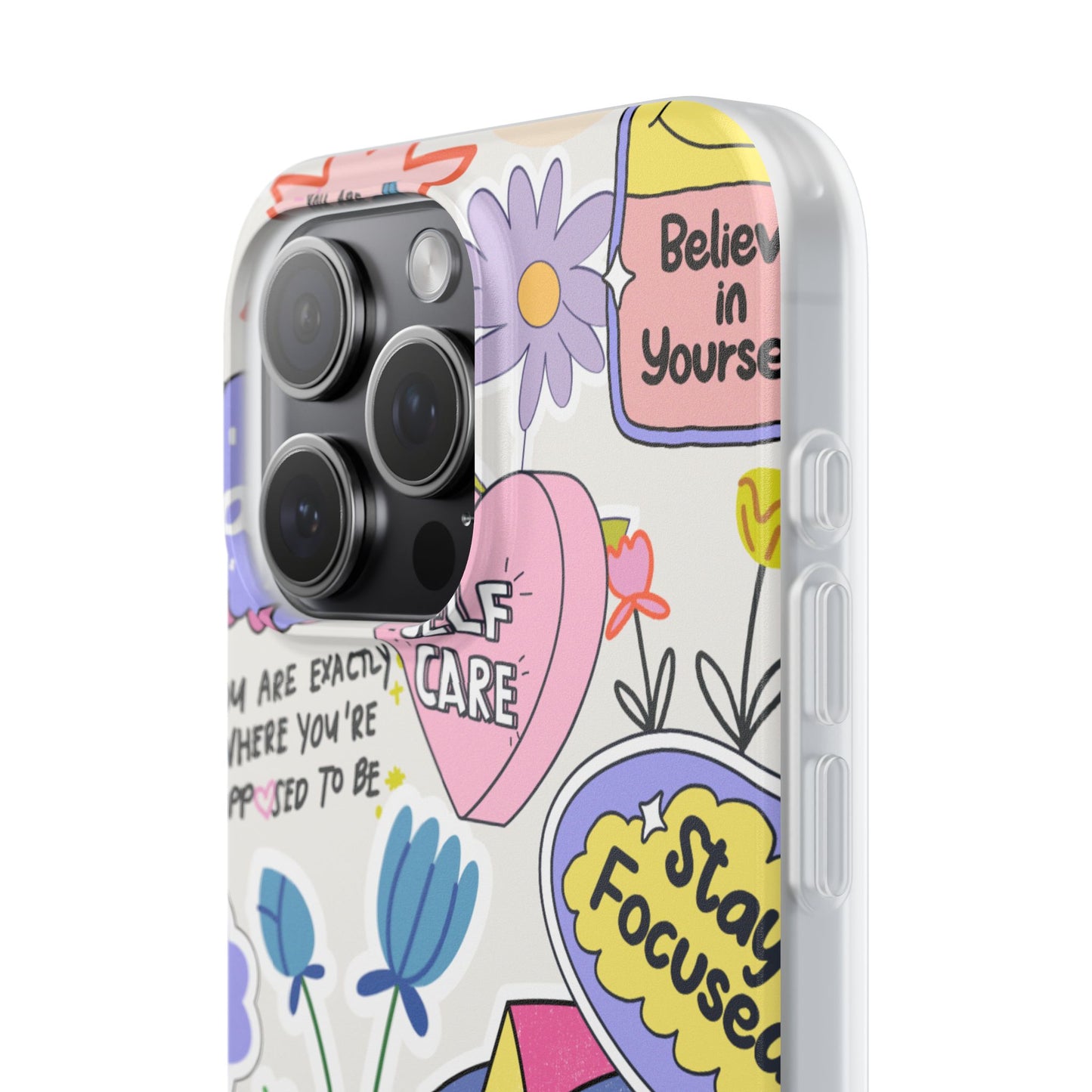 Colorful Phone Case, Inspirational Flexi Case, Cute Floral Design, Gifts for Friends