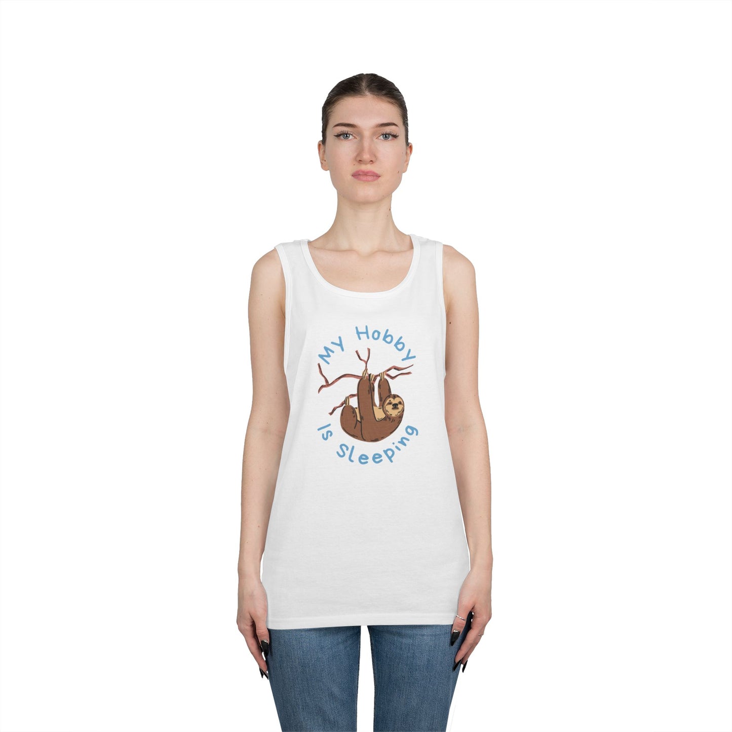 Sloth Hobby Tank Top, Funny Sloth Sleeper Design, Cute Gift for Animal Lovers, Summer Casual Wear, Sleepy Vibe T-Shirt