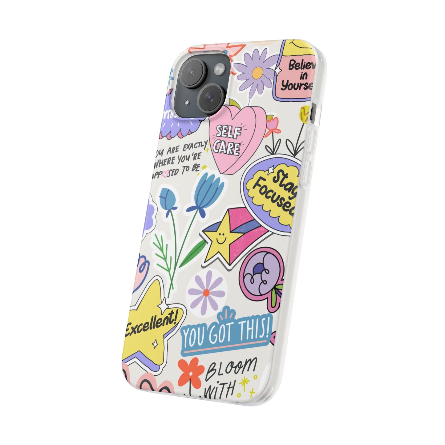 Colorful Phone Case, Inspirational Flexi Case, Cute Floral Design, Gifts for Friends