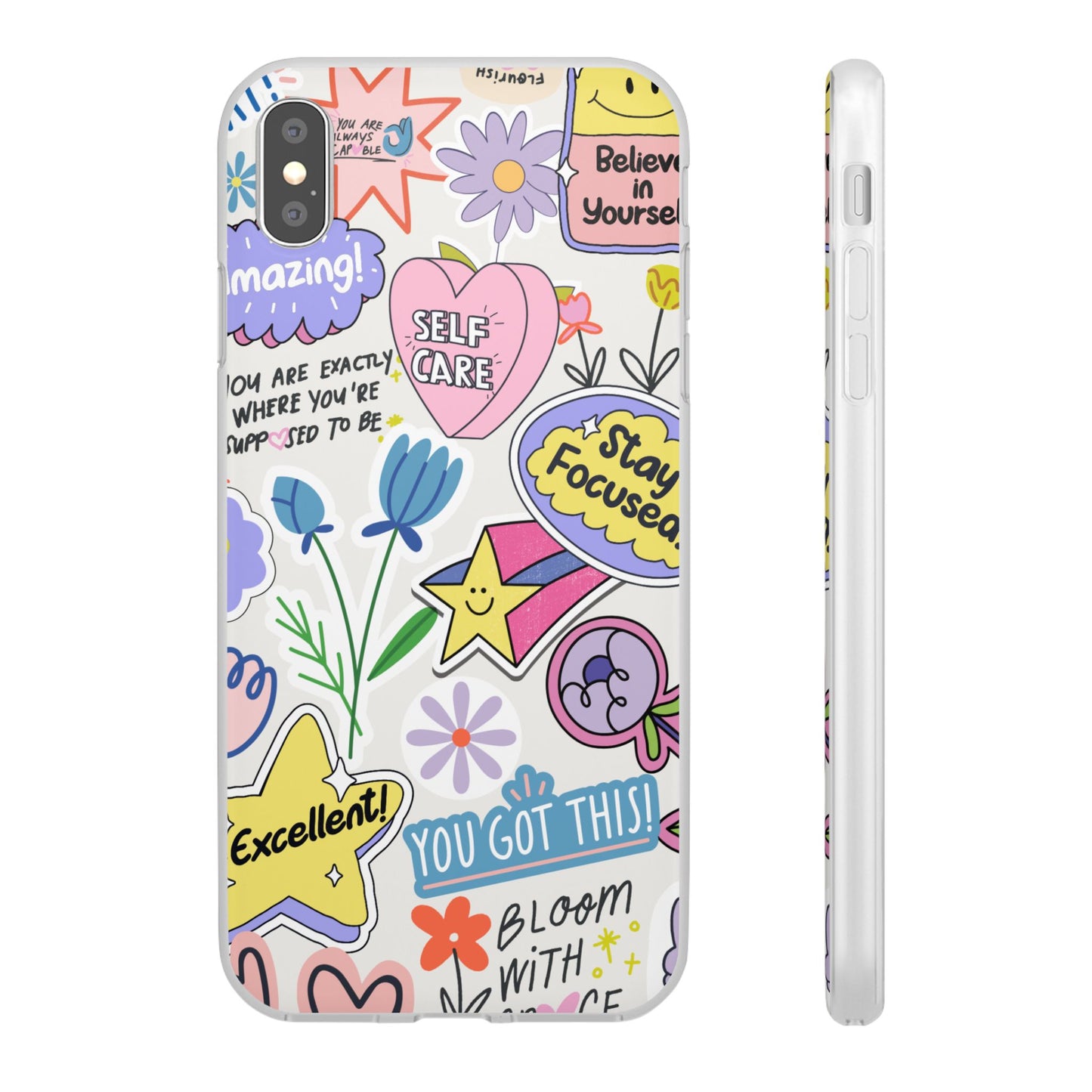 Colorful Phone Case, Inspirational Flexi Case, Cute Floral Design, Gifts for Friends